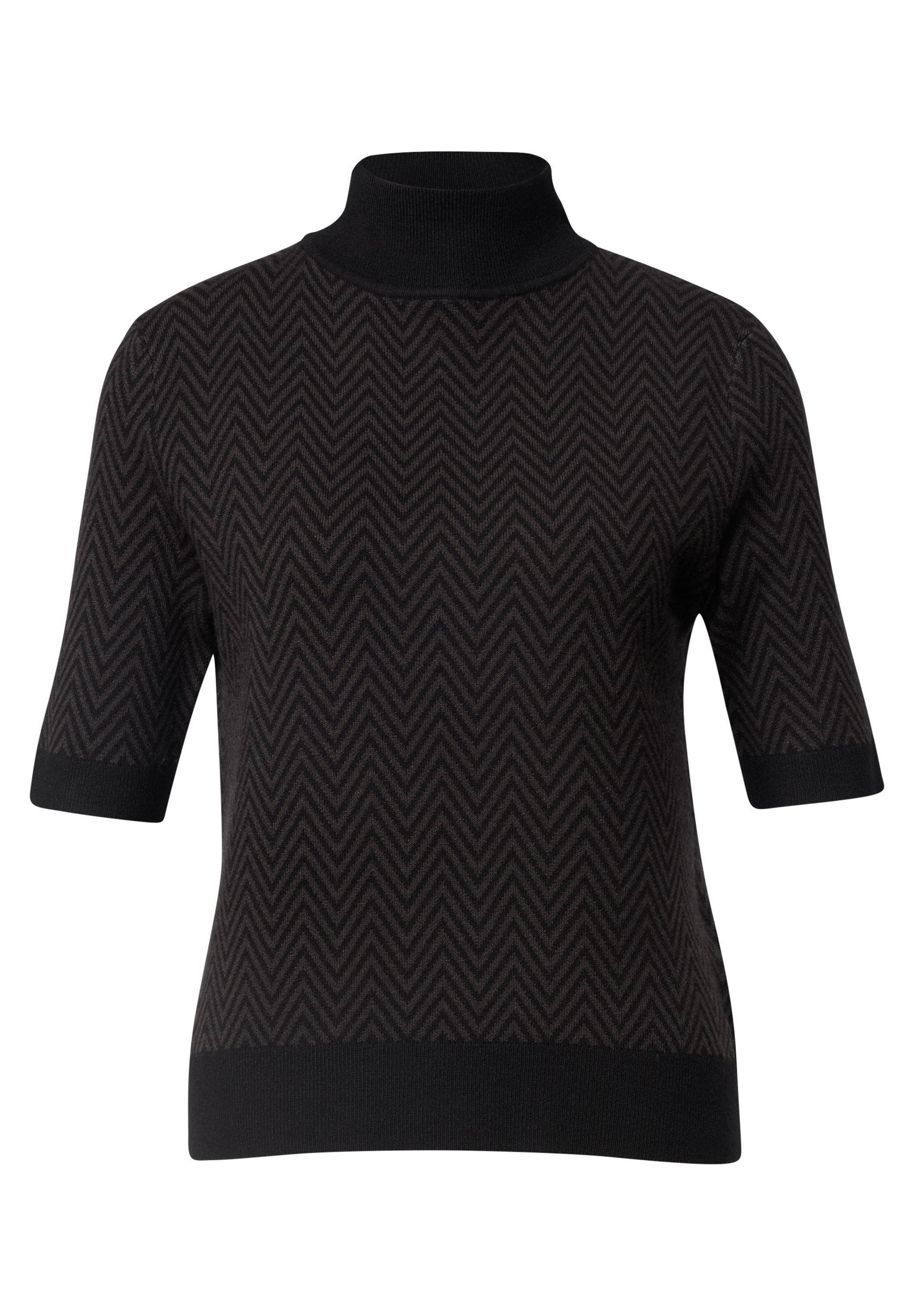 STREET ONE Jacquardpullover Kurzarm Jacquard Pullover mit Turtle Neck
