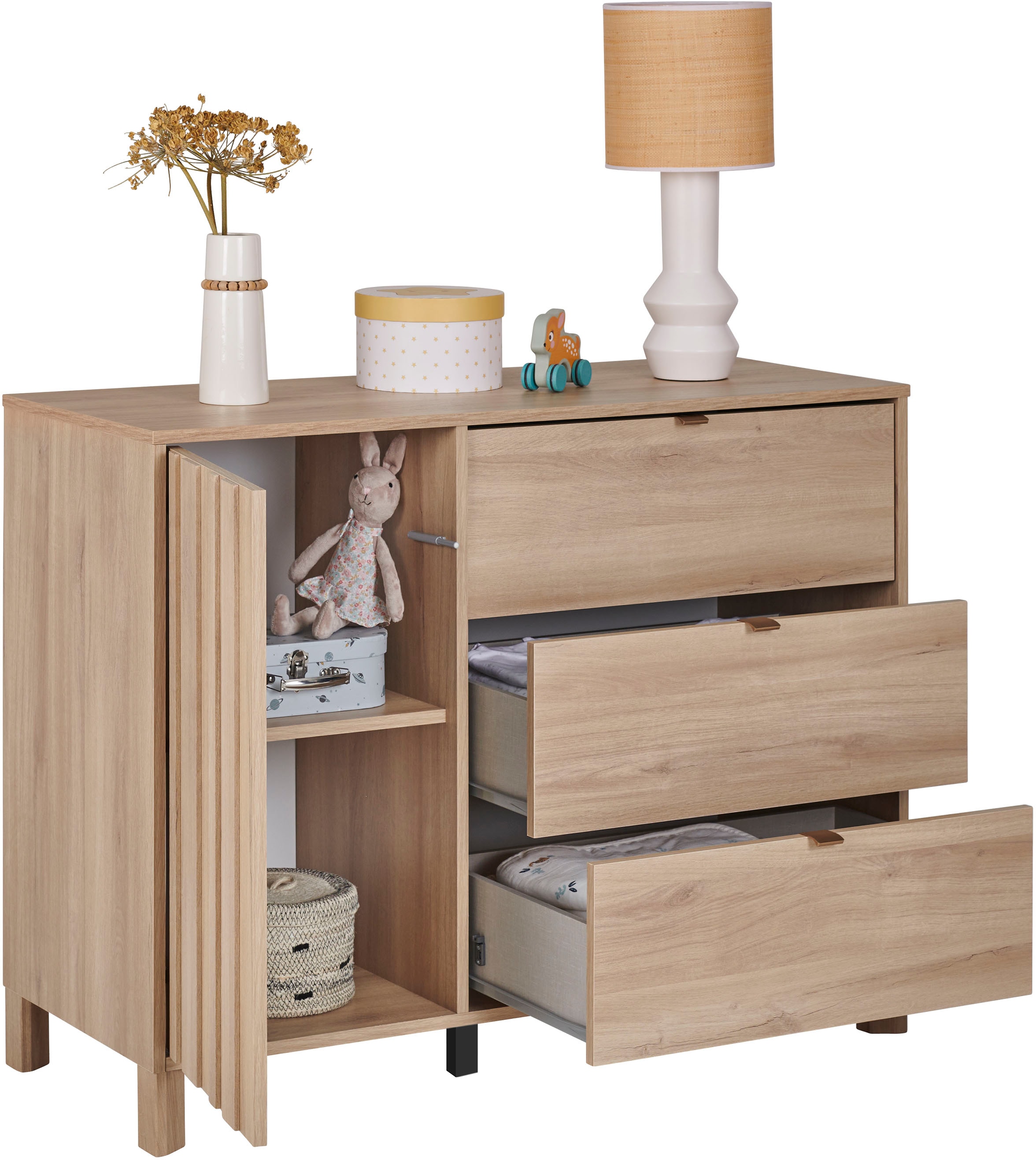 Gami Kommode »kommode Calypso 3 Schubladen 1 Tür«, Optimierter Stauraum mit dieser Kommode