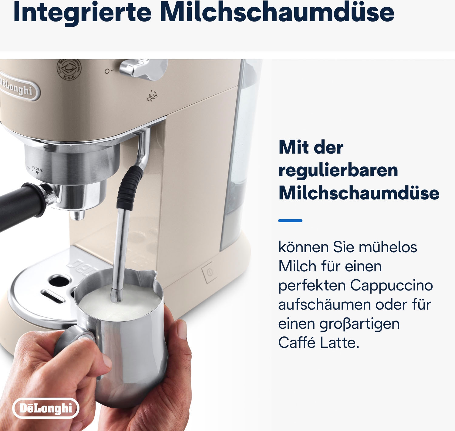 De'Longhi Espressomaschine »Dedica Arte EC885.BG«, Siebträger, Farbe: beige