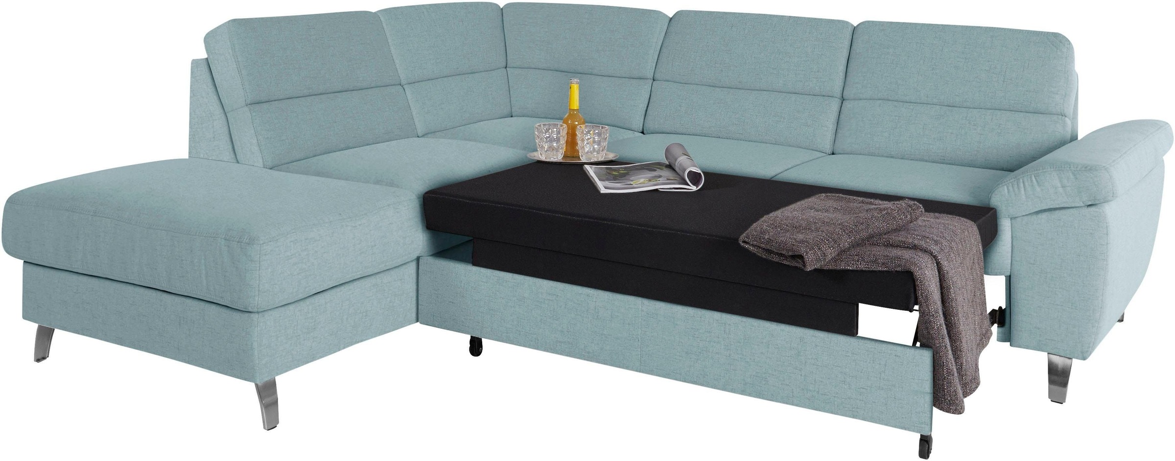 sit&more Ecksofa »Sorano L-Form«, wahlweise mit Bettfunktion und Bettkasten