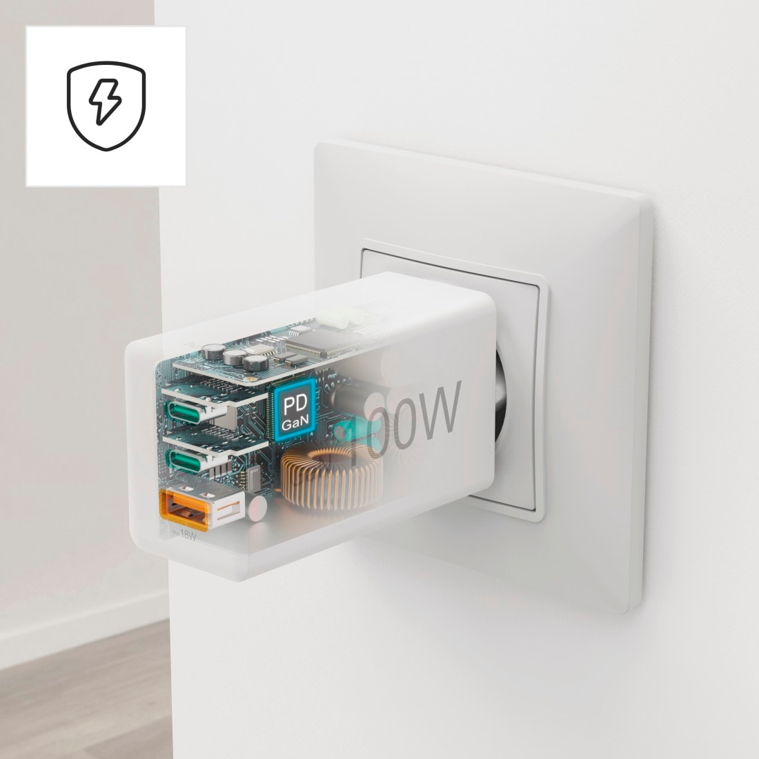 Hama Schnelllade-Gerät »Schnellladegerät (USB Ladegerät, 2x USB-C, 1x USB-A, GaN, 100 Watt)« 1 Stk. tlg.