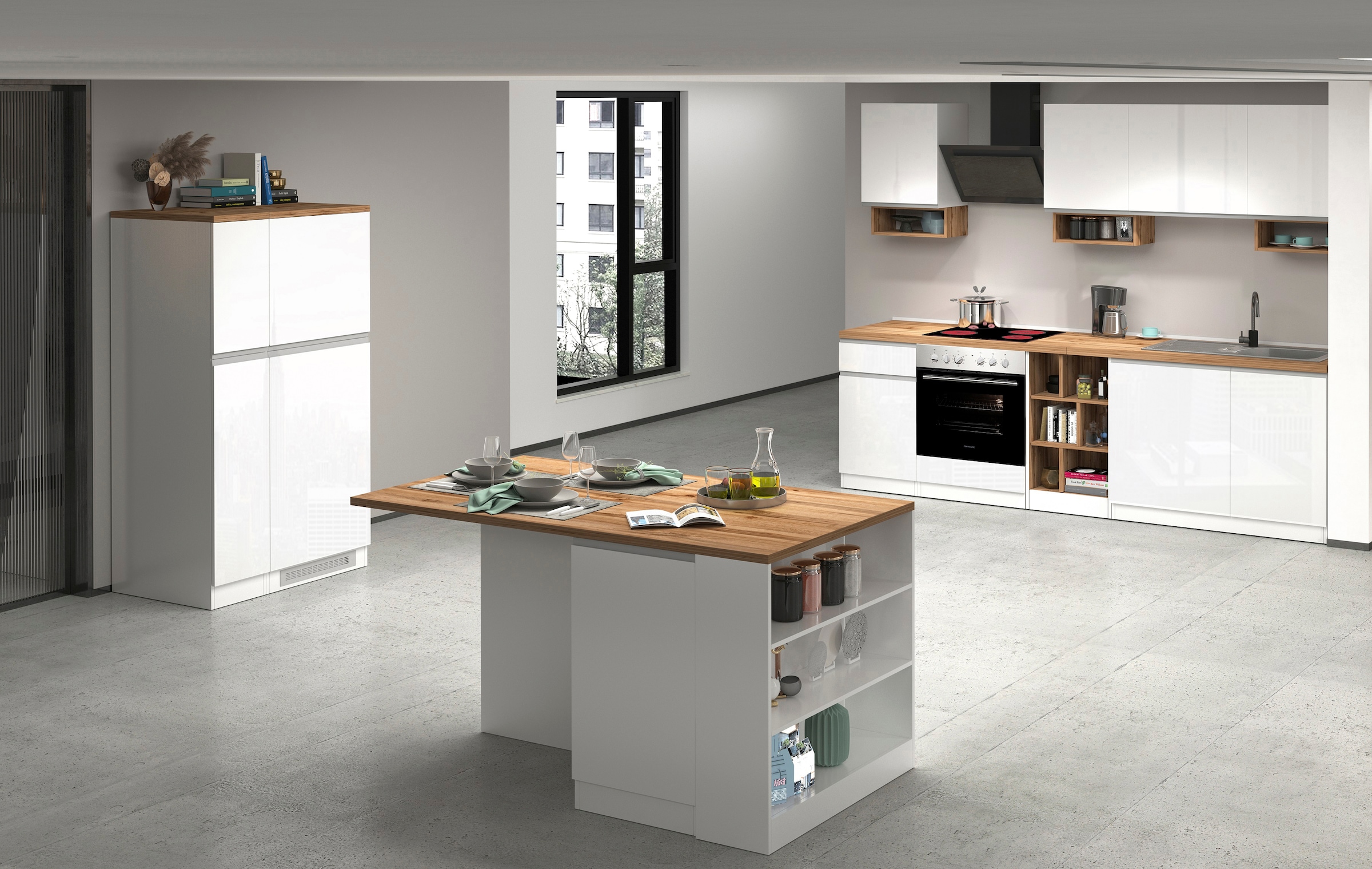 Kochstation Küche »KS-Sole«, Breite 90 cm,Umbau-und Apothekerschrank im Set