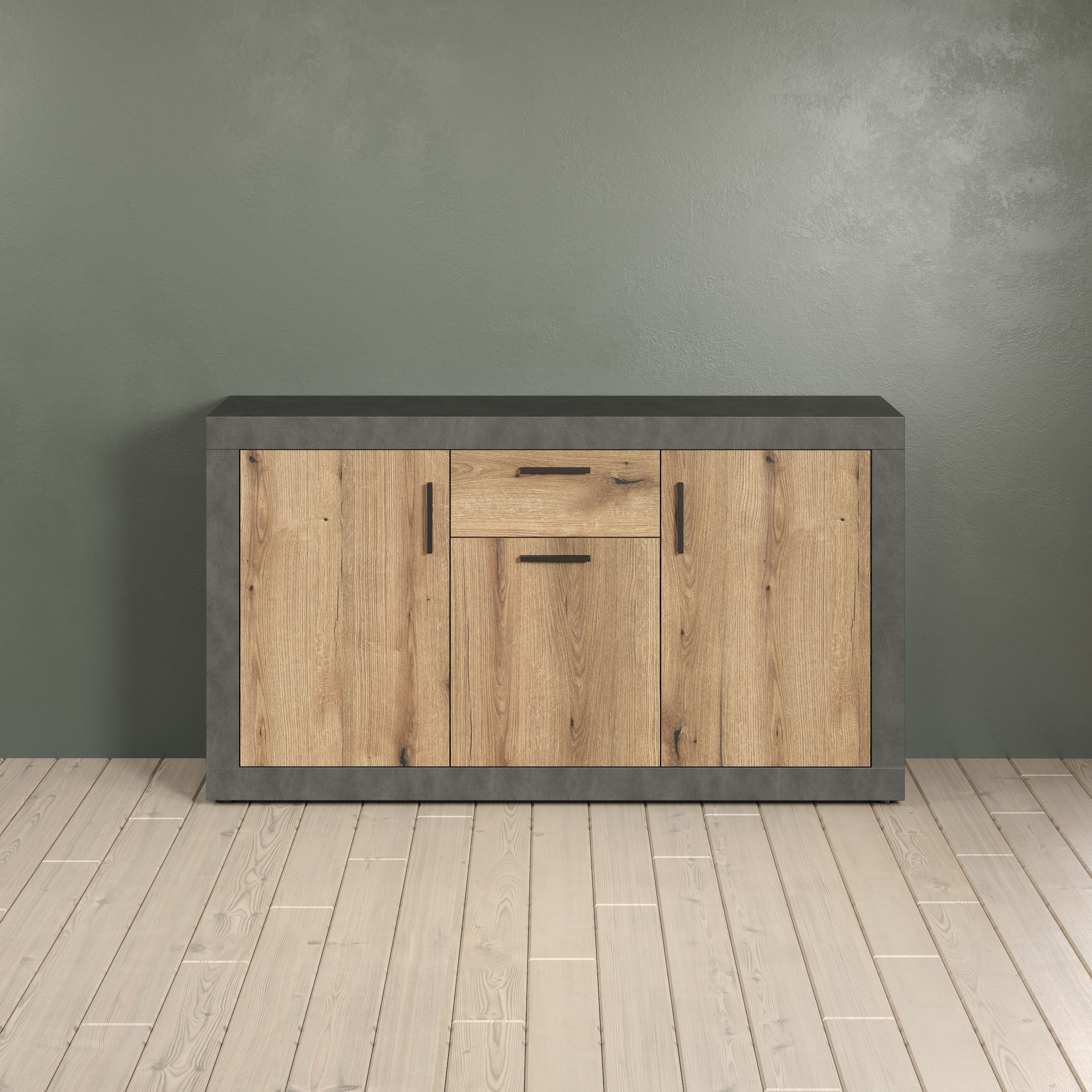 INOSIGN Sideboard »Bergen«, (Packung, 1 St.), Sideboard mit 3 Türen & 1 Schublade - (B/T/H) 149/40/83 cm