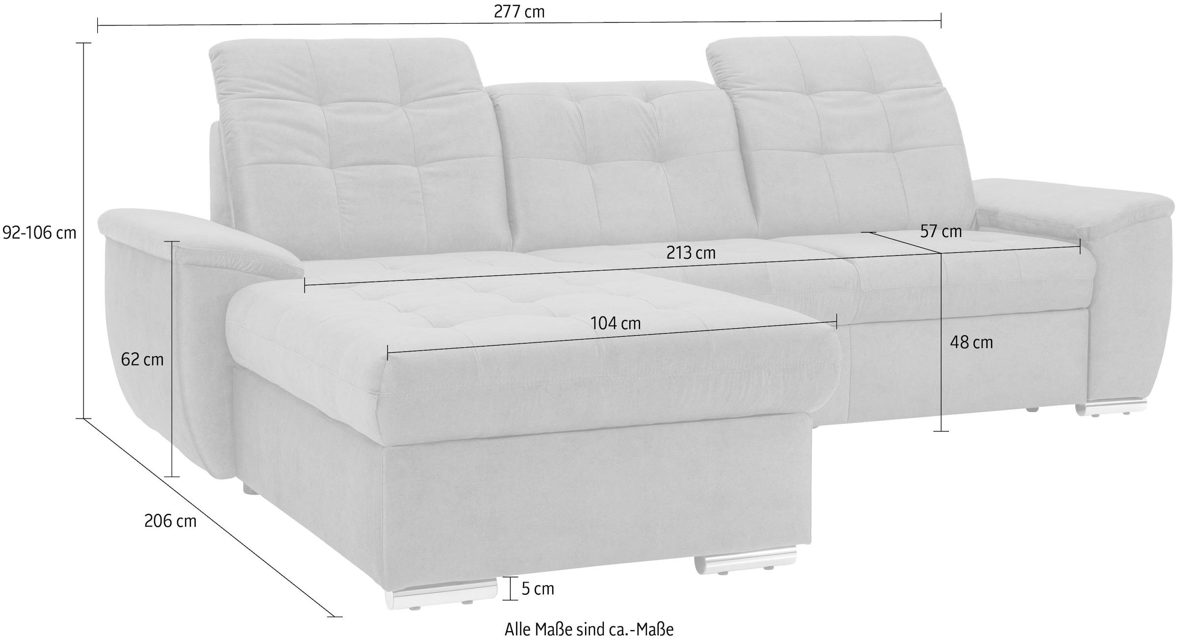exxpo - sofa fashion Ecksofa »Derby Inkl. Kopfteilverstellung, wahlw. Bett & Bettkasten, L-Form«, EXTRA an Komfort zum Relaxen, Entspannen und Wohlfühlen