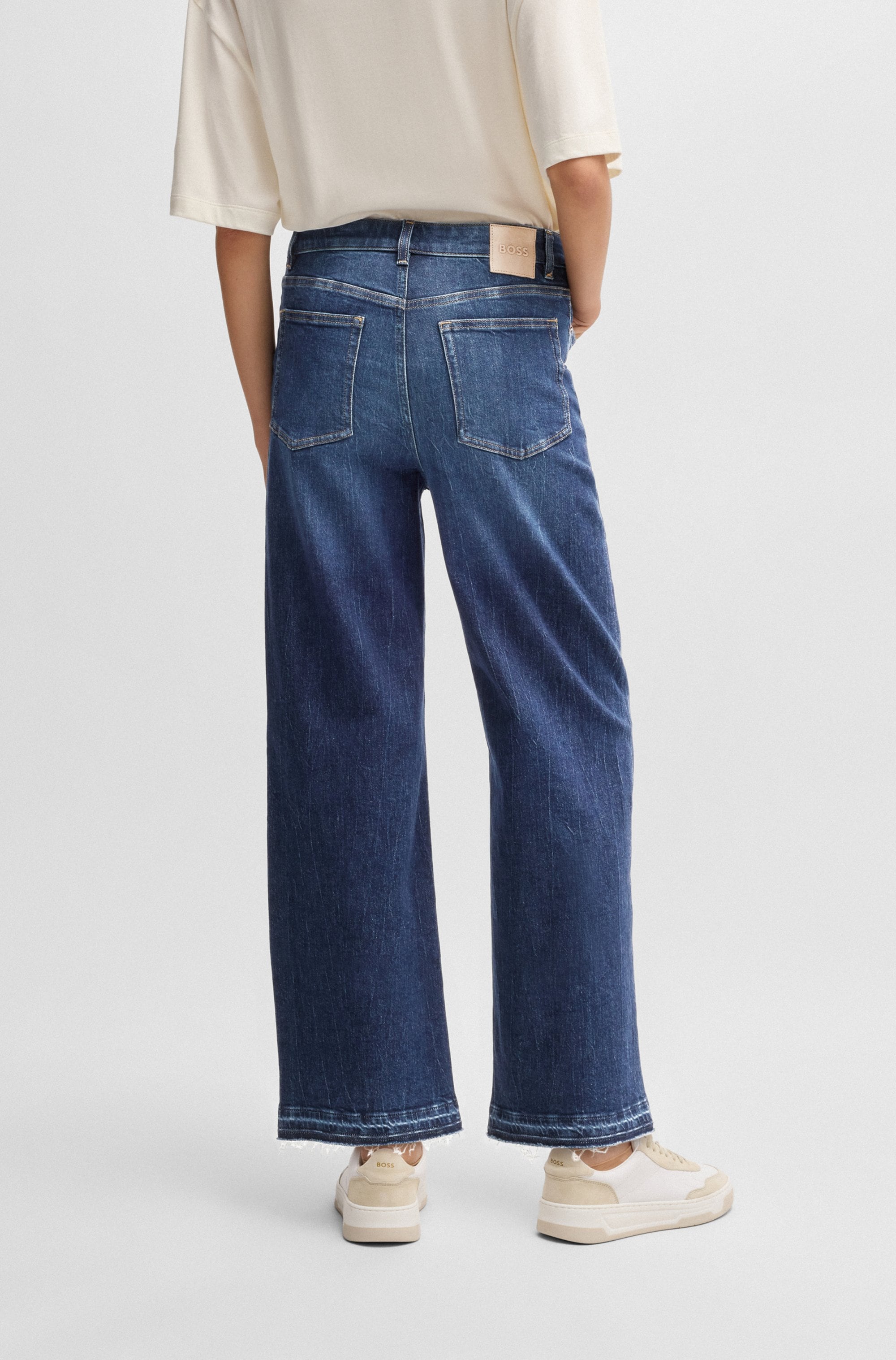 BOSS ORANGE Weite Jeans »Marlene High Rise, High Waist Premium Damenmode«, (BOSS ORANGE DENIM), weite Beinfom, cropped