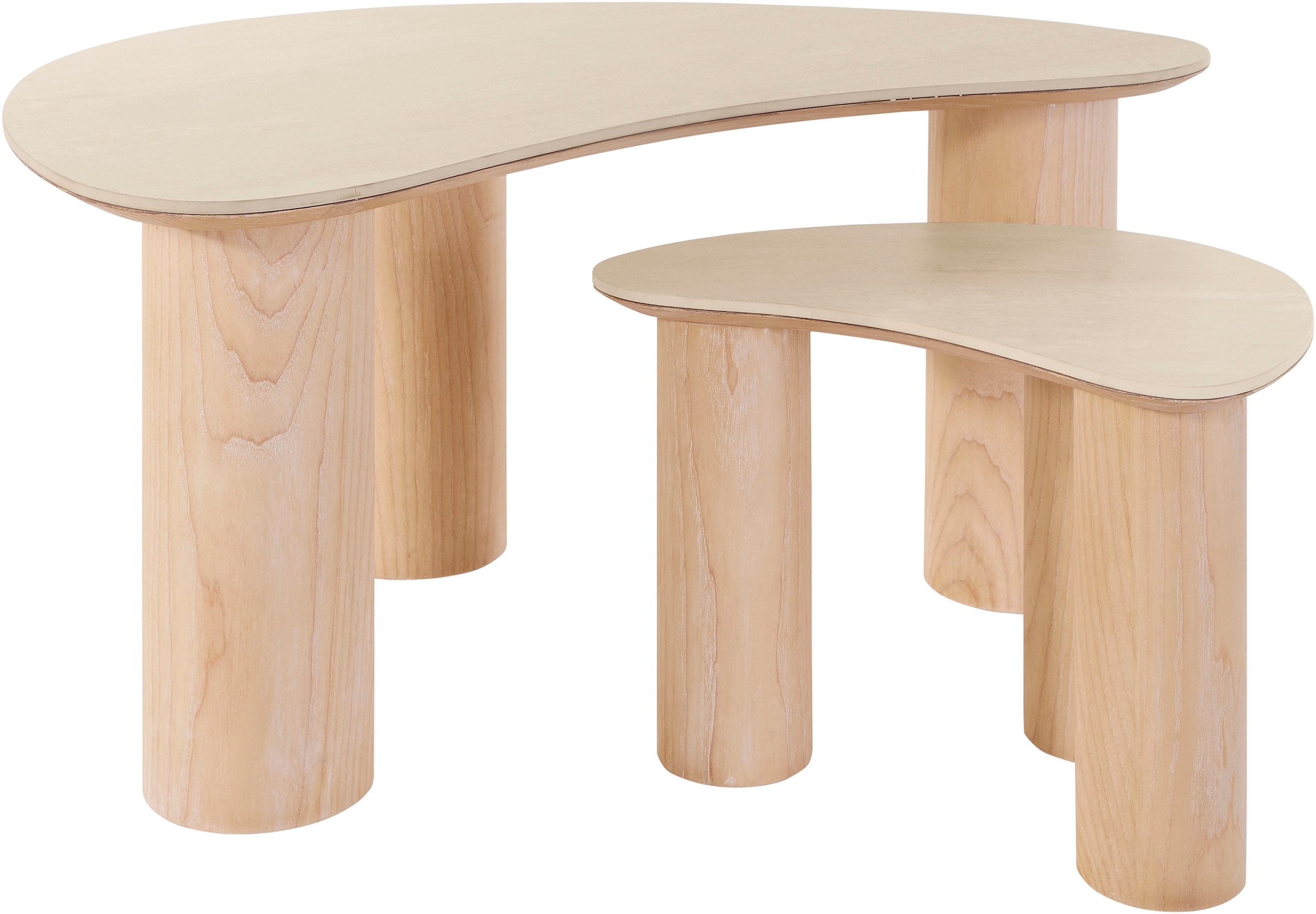 homsy by Ana Johnson Couchtisch »Laysy« Set, 2 Stk. tlg. mit einer Keramikplatte und massiven Eschenholzbeinen