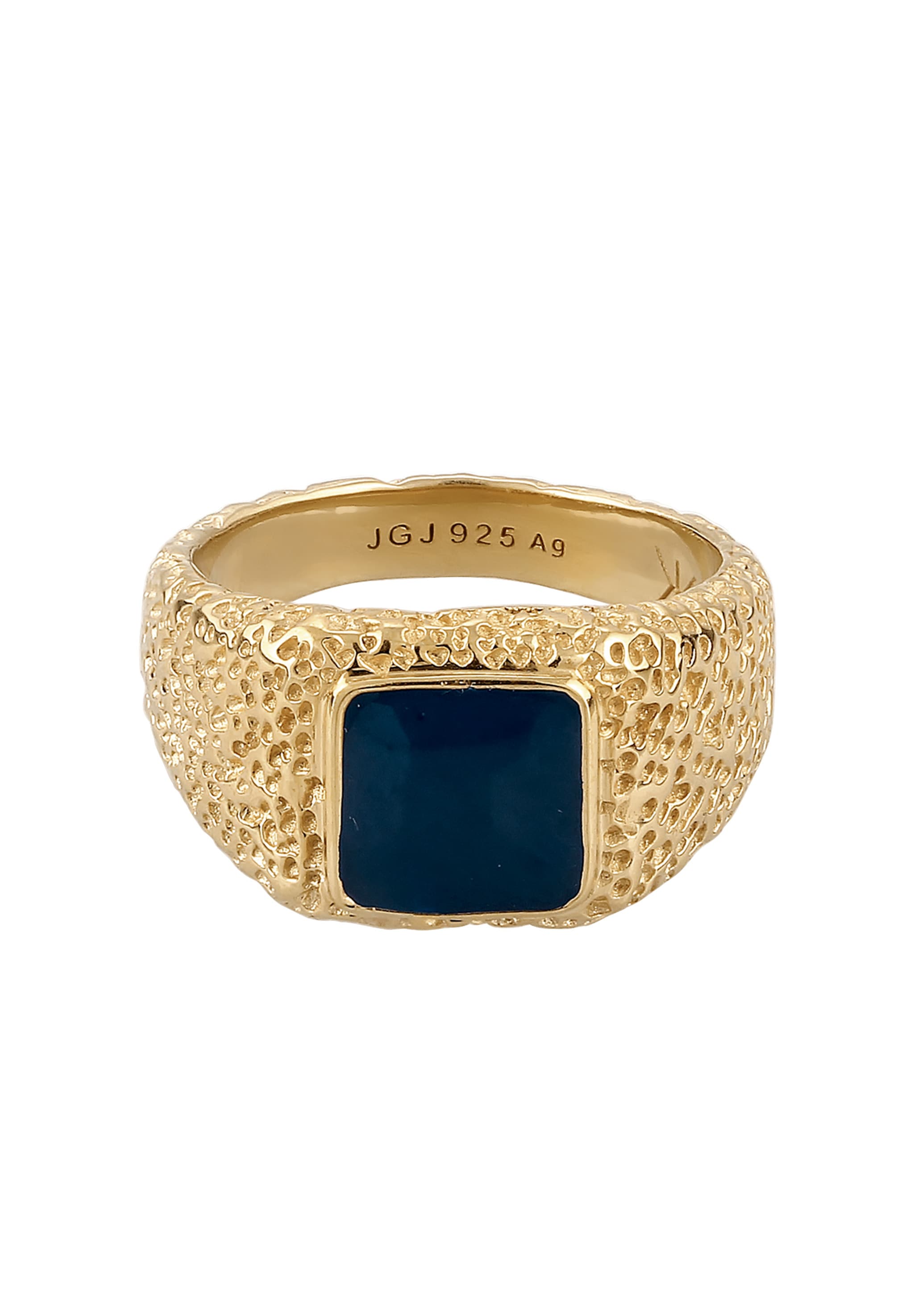 Kuzzoi Siegelring »Ring Sigelring Gehämmert Emaille 925 Sterling Silber vergoldet«