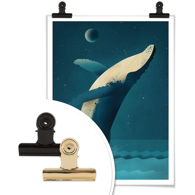 Wall-Art Poster »Humpback Whale«, Schriftzug, (1 St.), Poster, Wandbild,  Bild, Wandposter bequem bestellen
