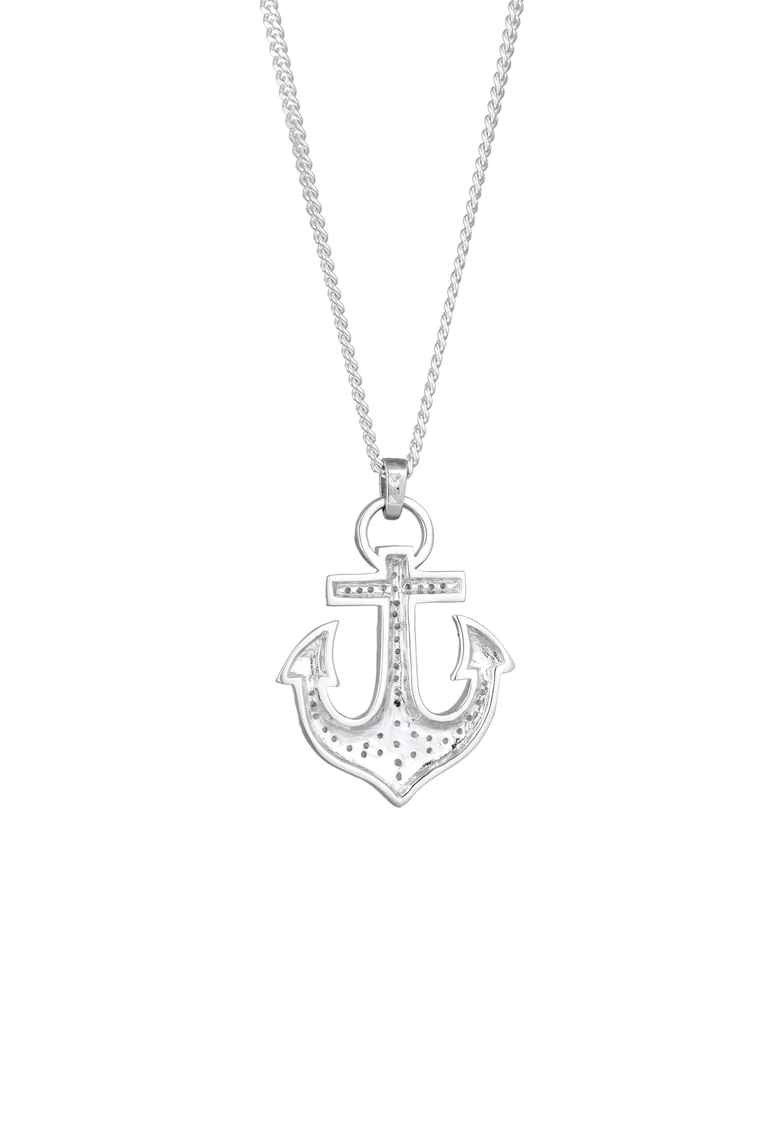 Kuzzoi Lange Kette »Halskette Anker Zirkonia Weiß 925 Sterling Silber«