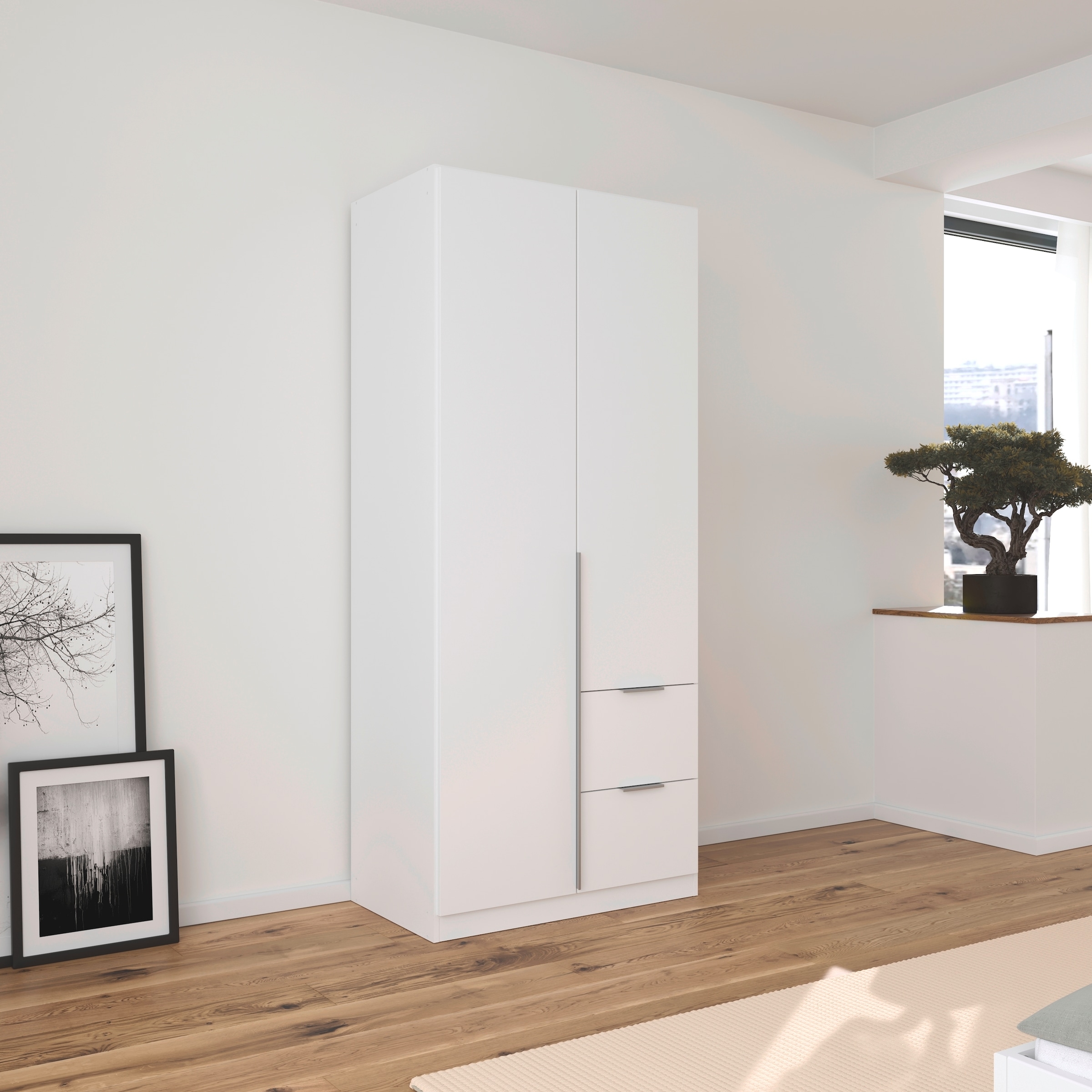 OTTO home Drehtürenschrank »Kleiderschrank Schrank Garderobe AGORDO mit Dekor- oder Hochglanzfront« in zwei Griff-Farben, Breiten 91-360 cm,  mit Außenschubkästen, in 7 Breiten und 2 Höhen MADE IN GERMANY