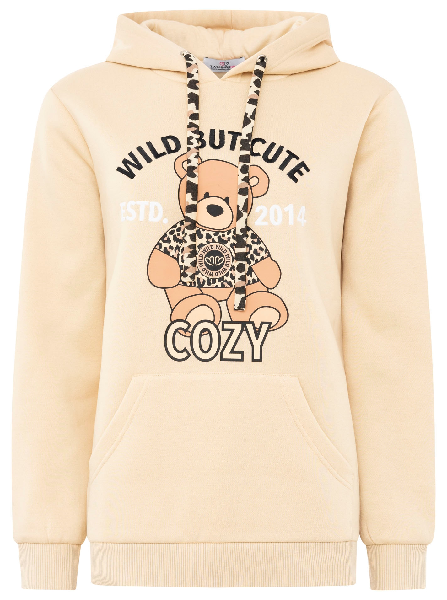 Zwillingsherz Hoodie »"Wild But Cute"«, Mini-Me,mit niedlichem Teddybär und selbstbewusstem Slogan

