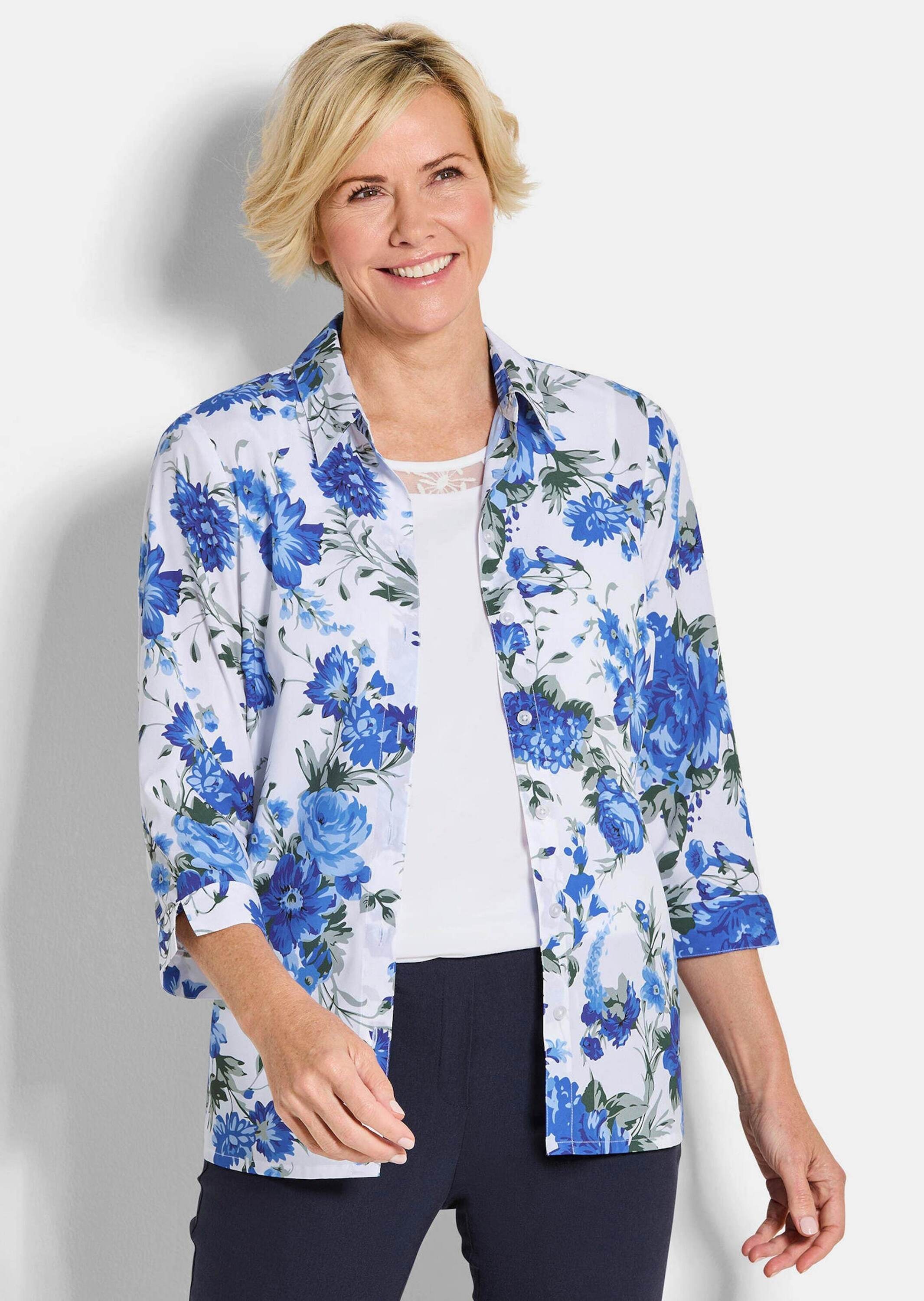 GOLDNER Klassische Bluse »Hemdbluse mit Spitzenshirt« Spitzeneinsatz