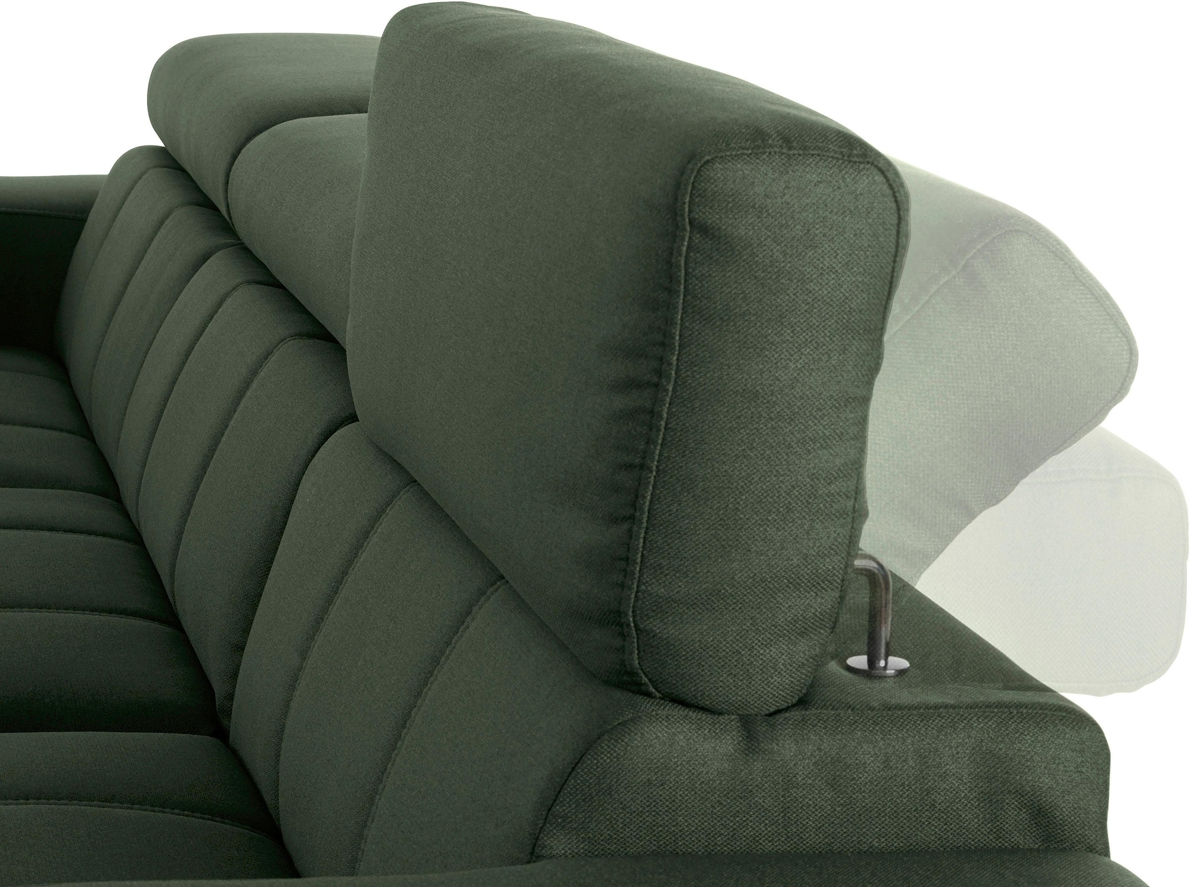 DOMO collection Ecksofa »Trento L-Form, mit Kufenfuß oder Einzelfuß« whlw. verstellbare Kopfteile, passend für gängige Saugroboter
