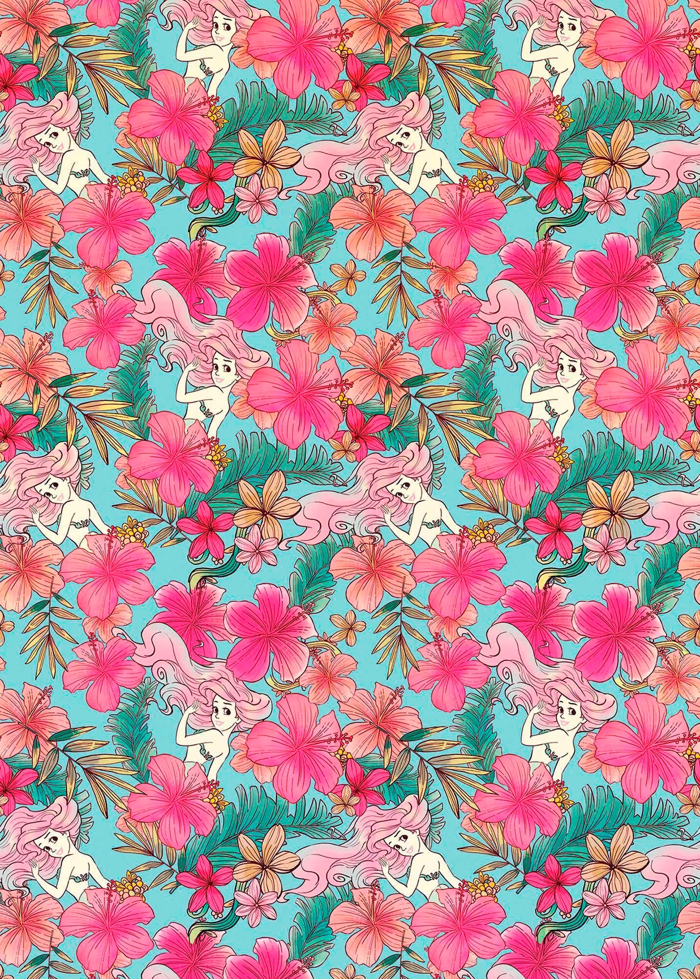 Komar Vliestapete »Digitaldruck Vlies -  Ariel Pink Flower - Größe 200 x 280 cm« bedruckt glatt Kinderzimmer