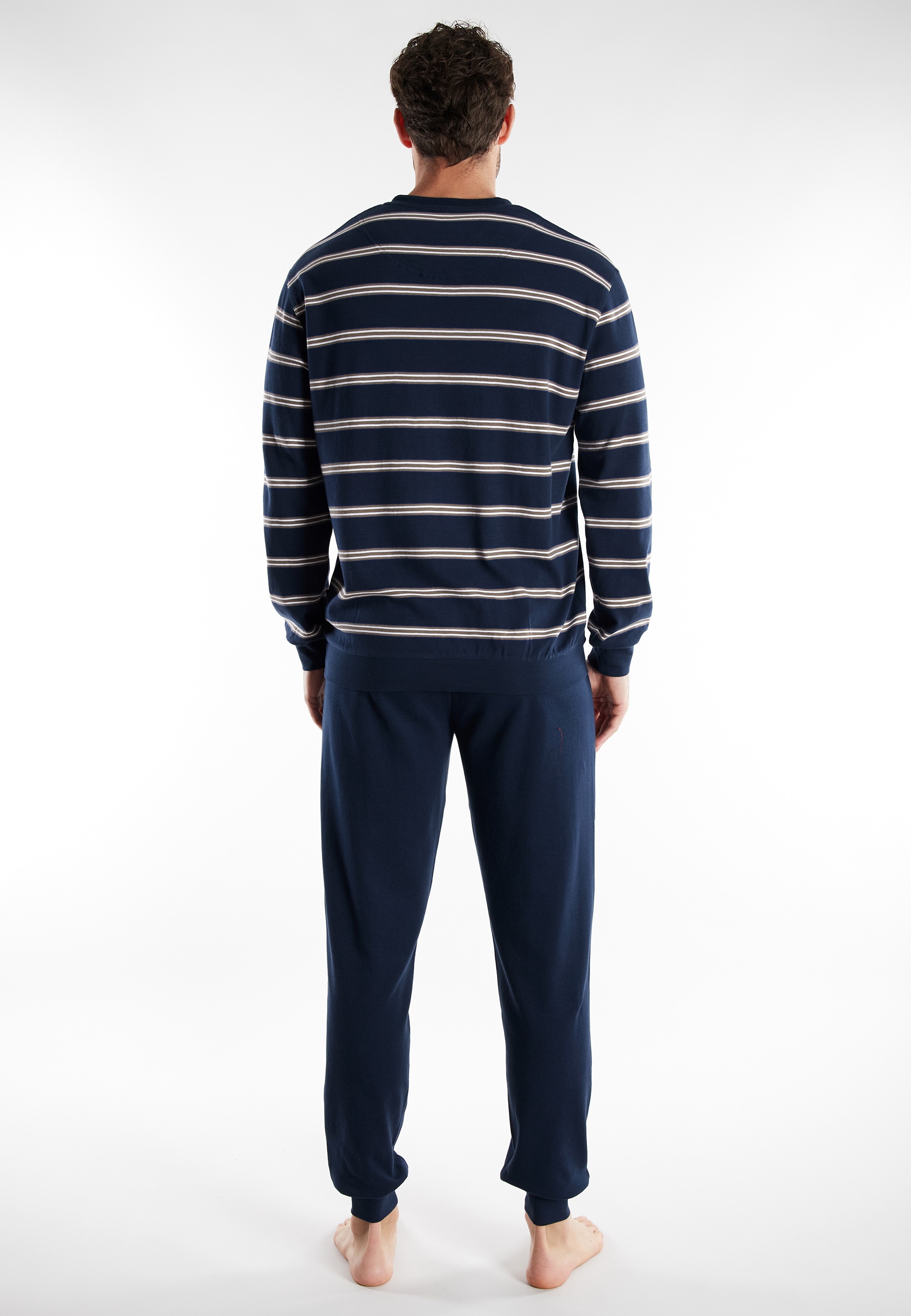 GÖTZBURG Schlafanzug »Kos« 2 Stk. tlg., mit langen Ärmeln und Rundhalsausschnitt, Oberteil gestreift