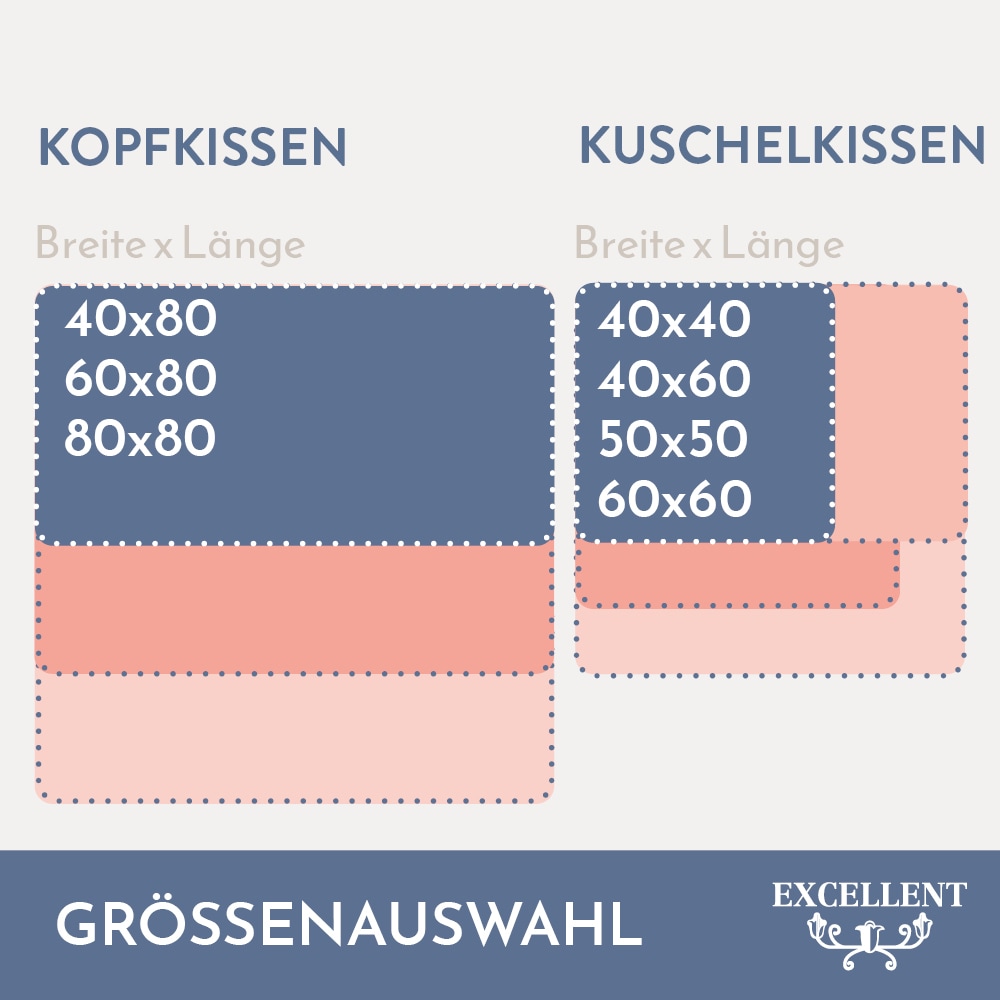 Excellent Federkopfkissen »Venedig «, Füllung: 85% Federn, 15% Daunen, Bezug: 100% Baumwolle, (1 St.), Kissen hergestellt in Deutschland, allergikerfreundlich, In den Größen: 40x40, 50x50, 40x60, 60x60, 40x80, 80x80 cm erhältlich!