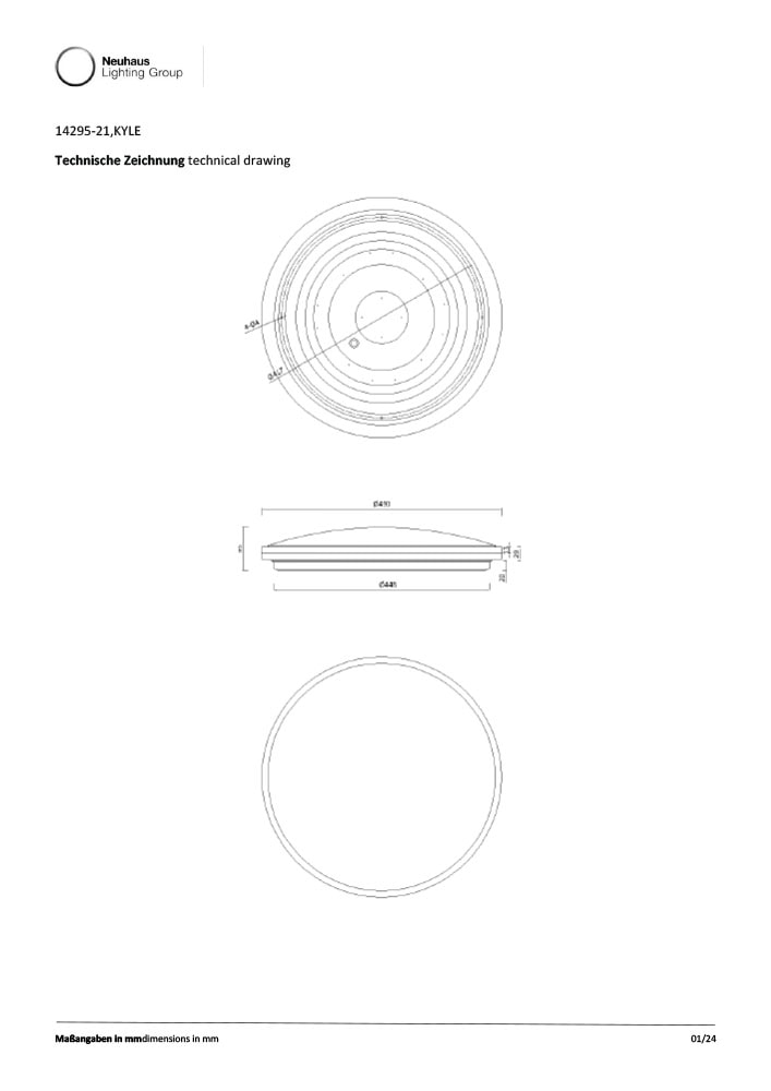 JUST LIGHT LED Deckenleuchte »KYLE« LED-Board 1 Stk. Warmweiß 3-Stufen Dimmer (100%-50%-10%) Starrysky, Memoryfunktion