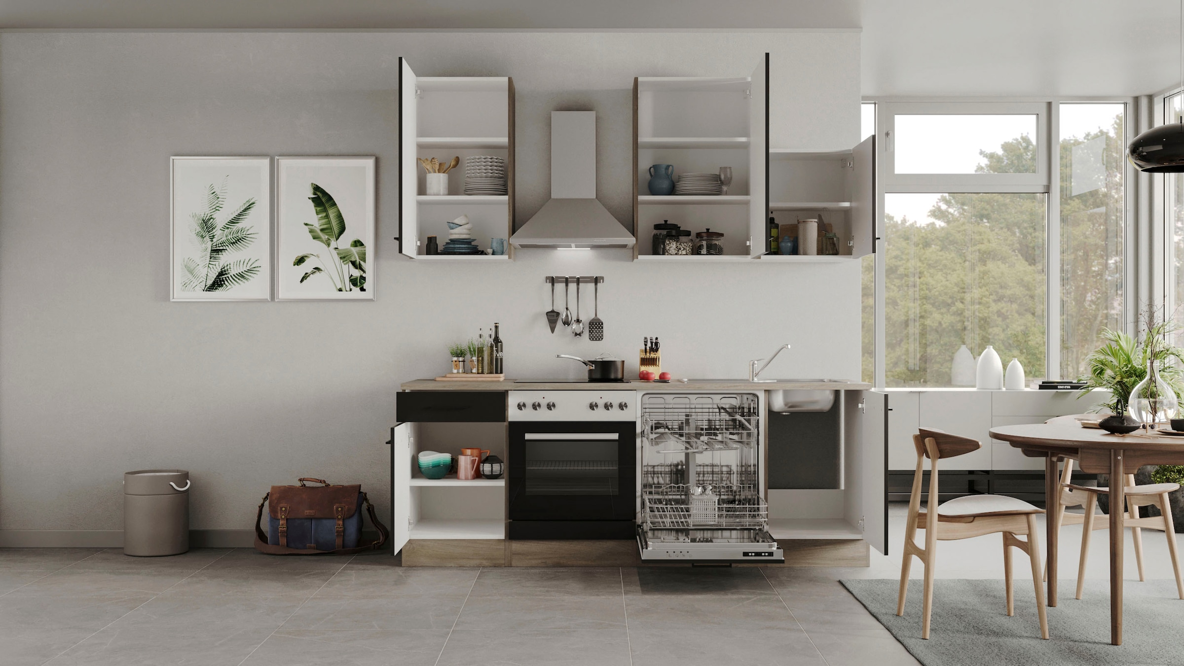 Flex-Well Küchenzeile »Capri«, mit und ohne E-Geräten erhältlich, Gesamtbreite 220 cm