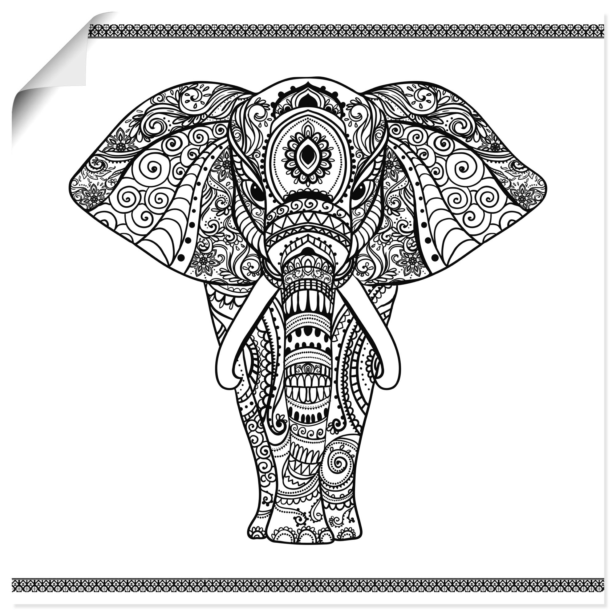 Wandbild »Elefant in Mandala«, Wildtiere, (1 St.), als Leinwandbild, Poster,...