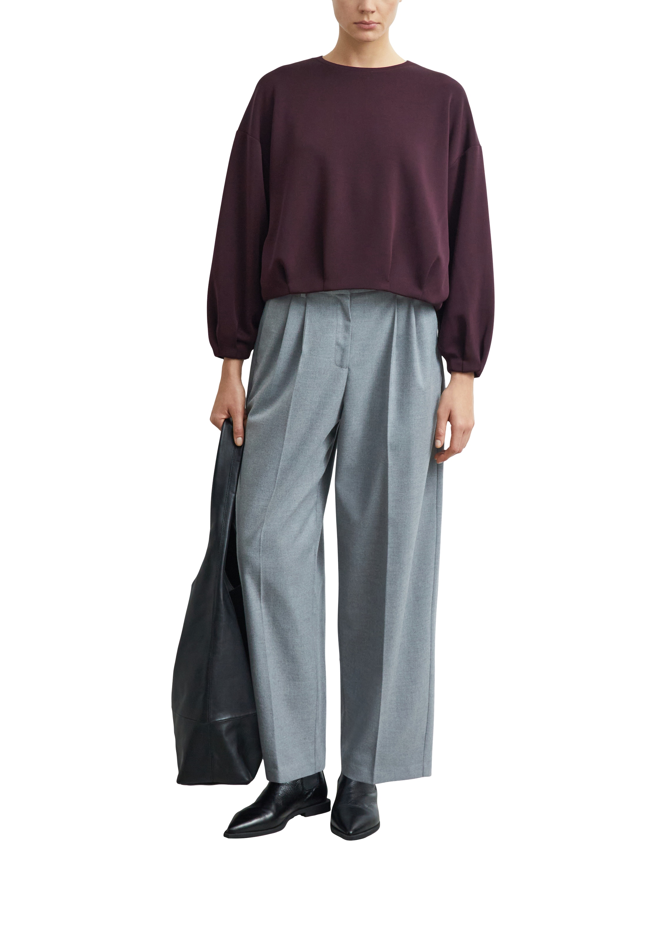 Comma Sweater , kurz geschnitten / Rundhals / Viskose-Stretch
