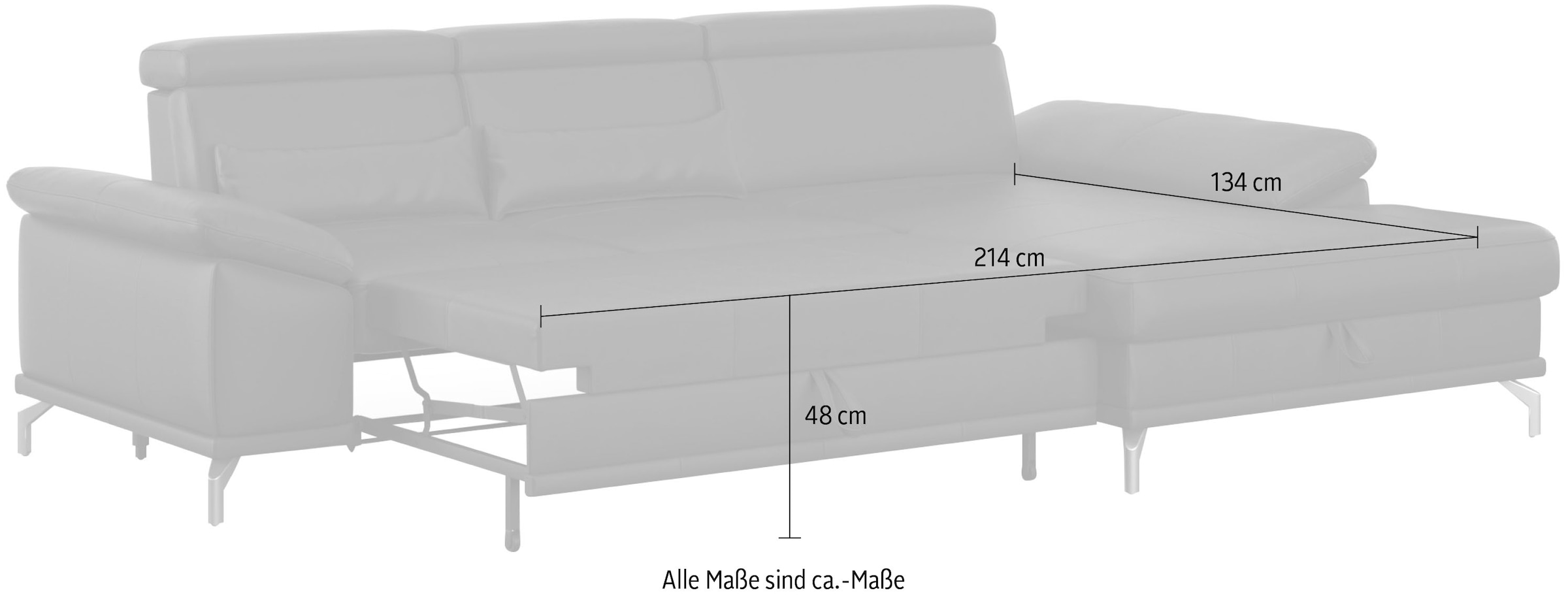 sit&more Ecksofa »Cabrio L-Form«, mit Sitztiefen- und Armteilverstellung sowie Federkern, 2 Nierenkissen