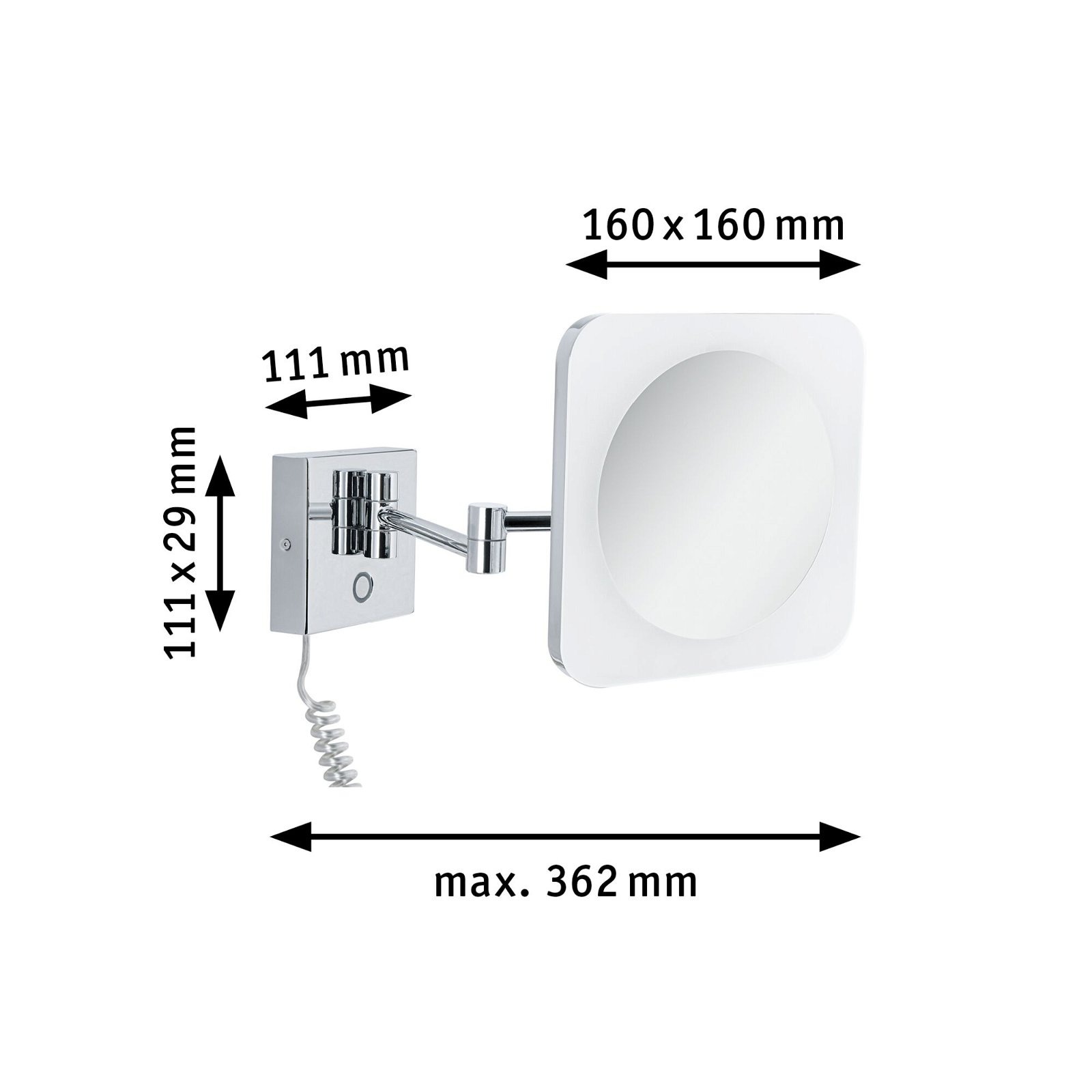 Paulmann LED Wandleuchte »Jora IP44 White Switch 60lm 230V 3,3W Chrom, Weiß, Spiegel«, 1 flammig, Kosmetikspiegel