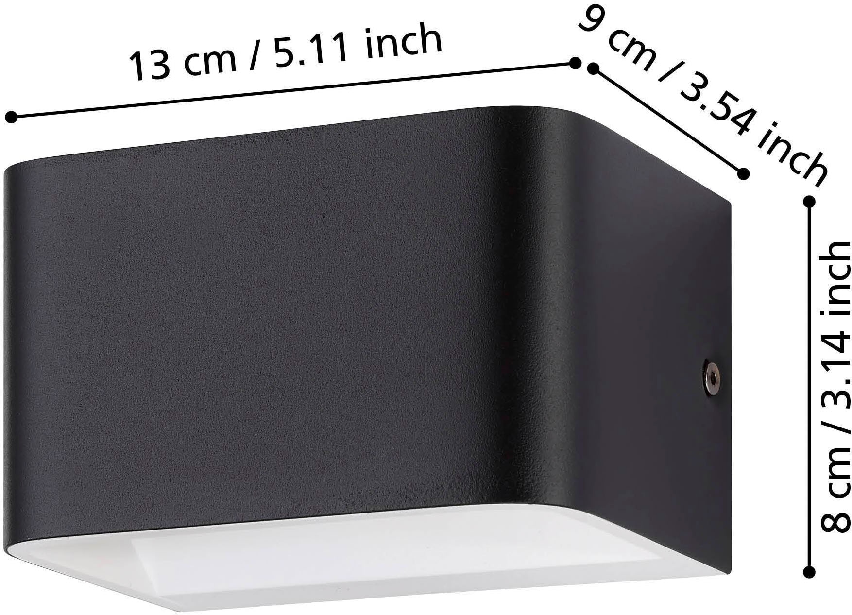 EGLO Wandleuchte »Sania 4 Wandlampe, Wandspot, Aluminium, Up and Down Leuchte, Flurlampe« LED-Modul 1 Stk. Warmweiß Wand-/Deckenleuchte - L13 x H8 x AL9 cm - schwarz, weiß - 6W inkl.