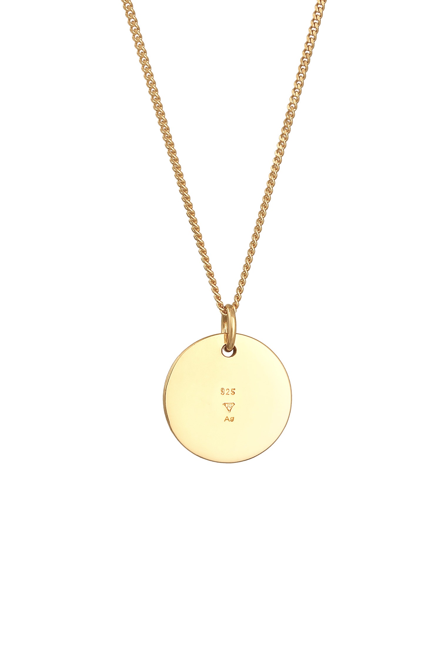 Elli Kette mit Anhänger »Halskette Basic Plättchen Panzerkette 925 Silber«