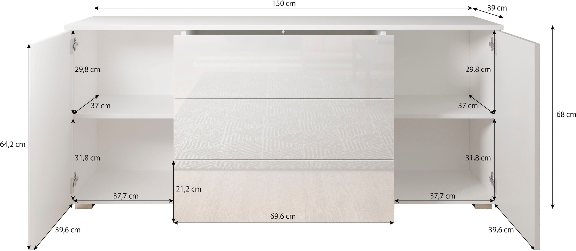 my home Sideboard »PARIS«, Rechnung bestellen 150 Breite cm auf