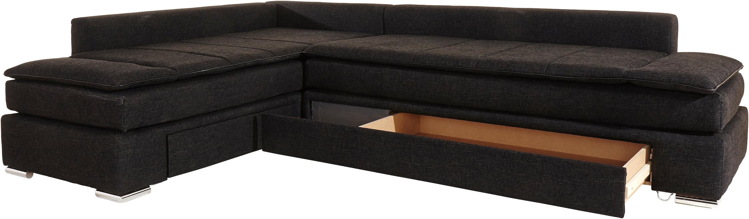 INOSIGN Ecksofa »Boxspringbett Night & Day L-Form mit Dauer-Schlaffunktion o. Armlehnen«, mit Boxspring-Bettfunktion 164x200 cm und Bettkasten, Dauerschläfer!