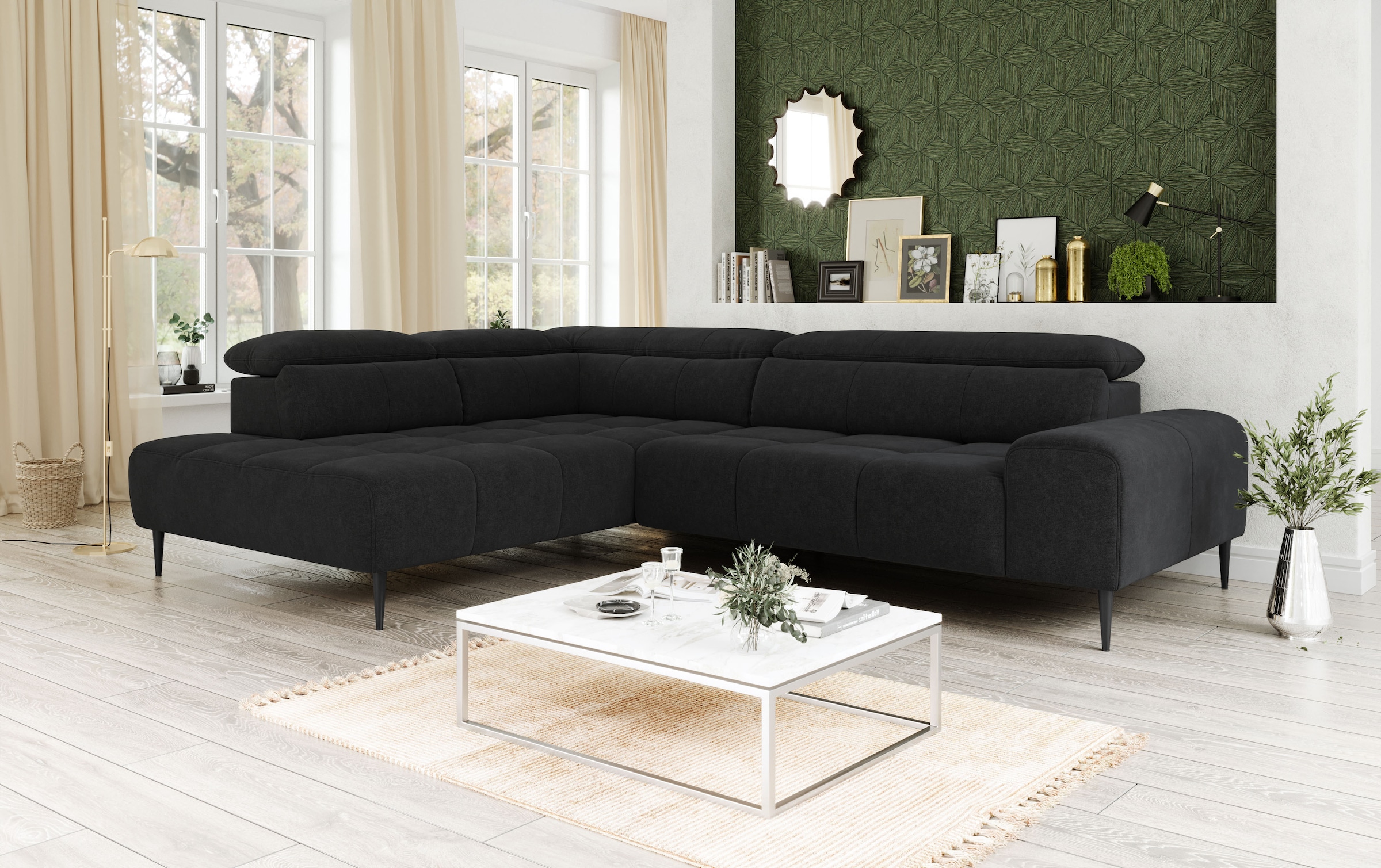COTTA Ecksofa »Theo L-Form, B: 298 cm« mit Kopfteilverstellung, optional Sitztiefenverstellung