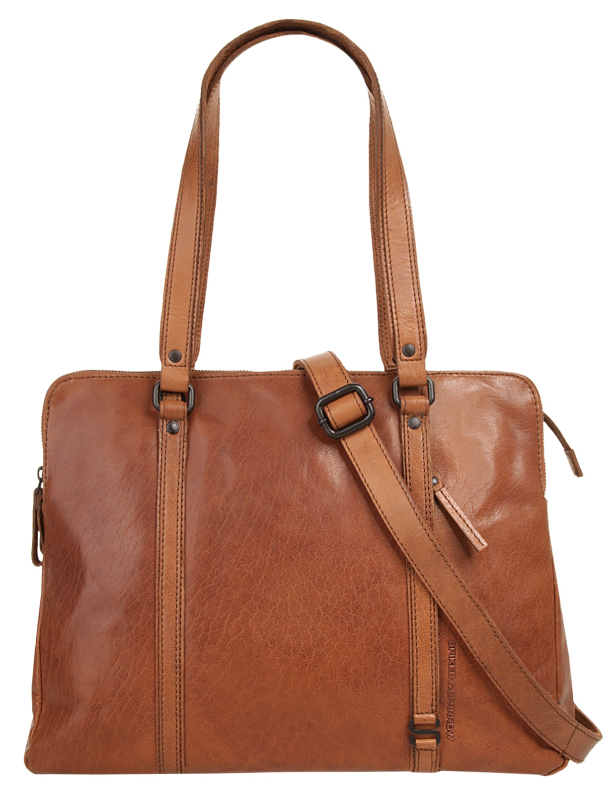 Spikes & Sparrow, Damen, Shopper »LAPTOP SHOULDERBAG« echt Leder, cognac, cognac, Breite 38 cm x Höhe 28 cm x Tiefe 14 cm