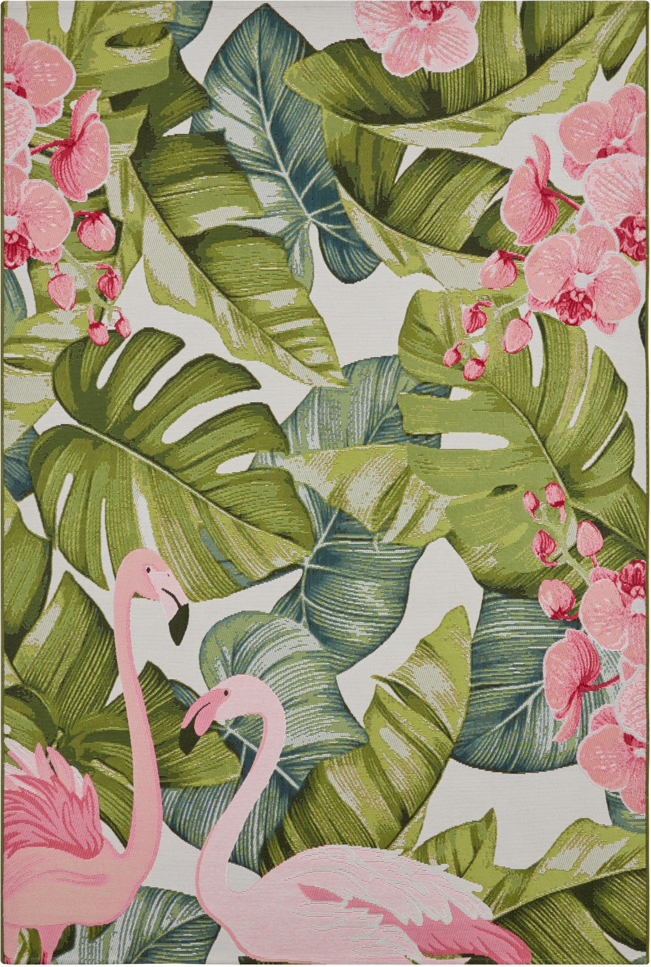 HANSE Home Outdoorteppich »Tropical Flamingo«, rechteckig, 3 mm Höhe, In-& Outdoor, Teppich, Wetterfest, Balkon, Garten, Wohnzimmer, Floral