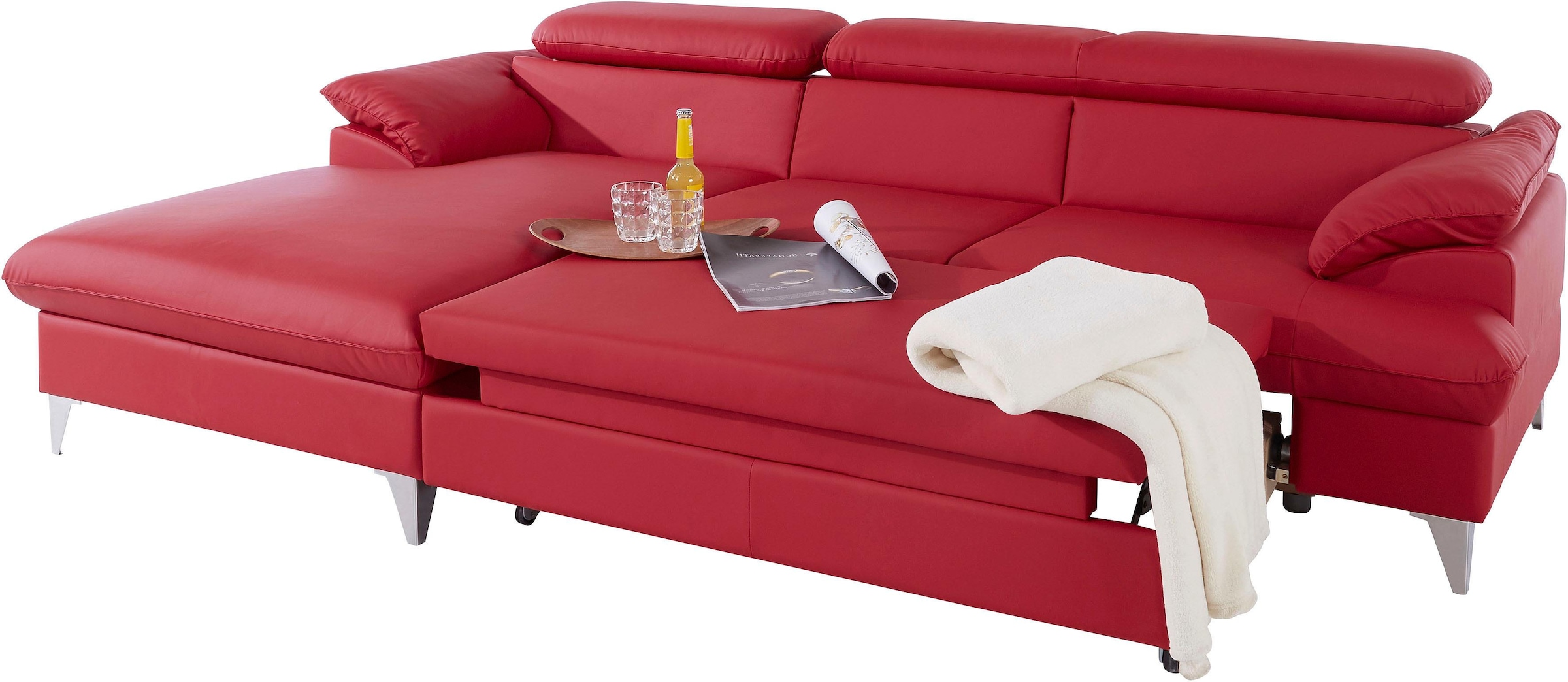 COTTA Ecksofa »Caluso L-Form«, mit Kopfteilverstellung, wahlweise mit Bettfunktion & Bettkasten
