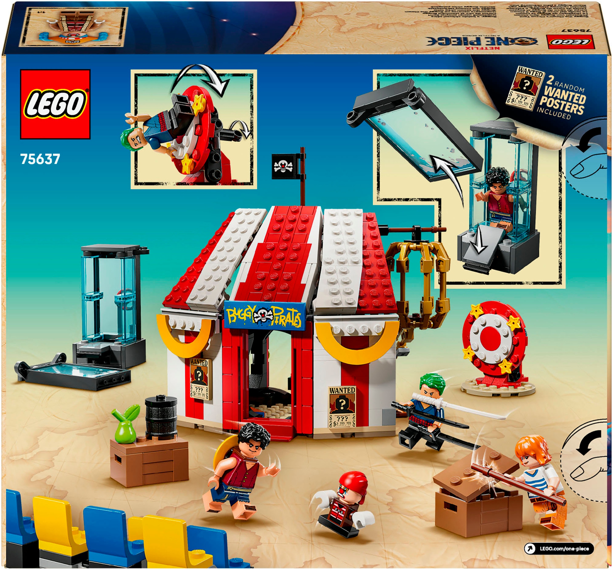 LEGO® Konstruktionsspielsteine »Zirkuszelt von Buggy dem Clown (75637), LEGO One Piece«, (573 St.), Made in Europe