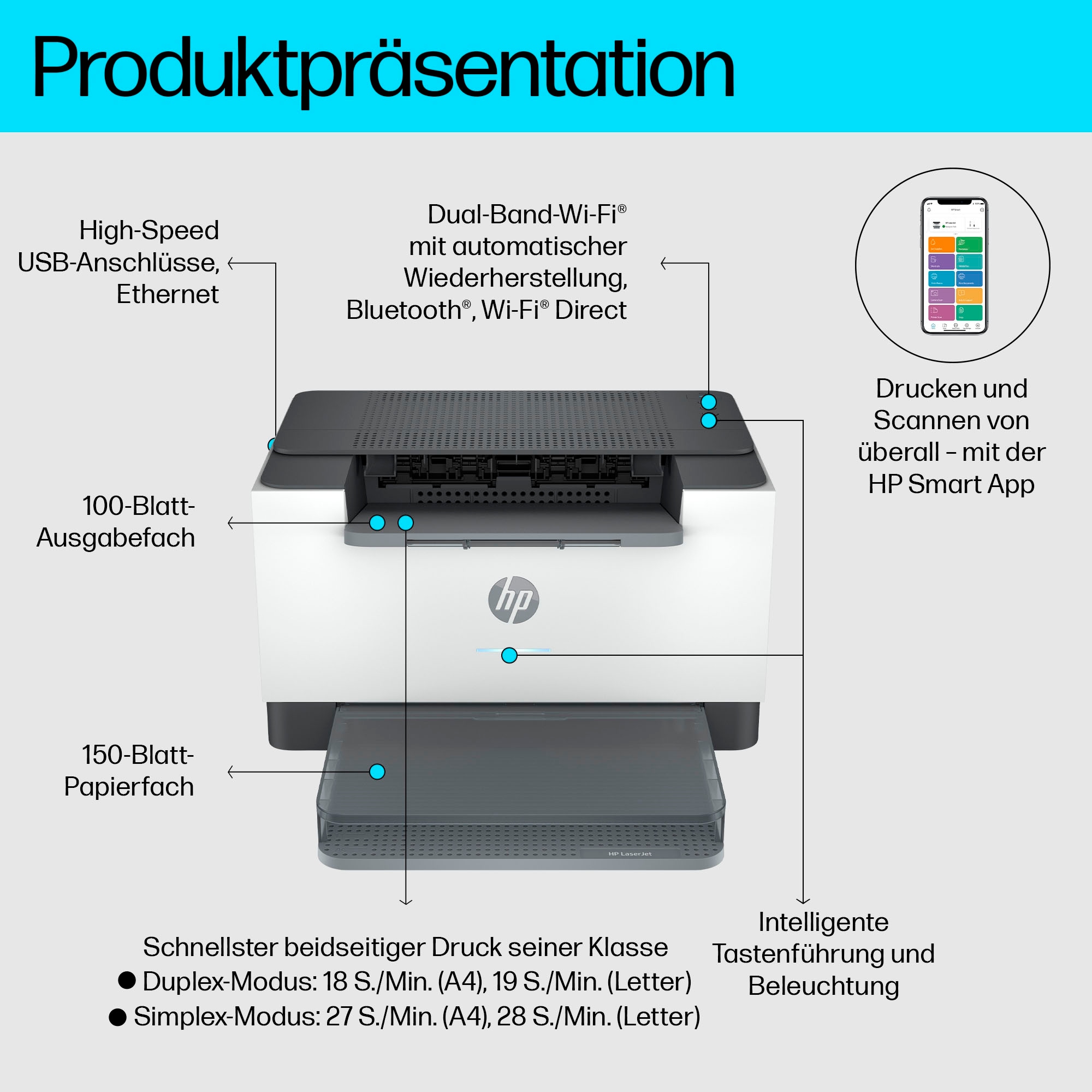 HP Schwarz-Weiß Laserdrucker »LaserJet M207dw«, HP Instant Ink kompatibel