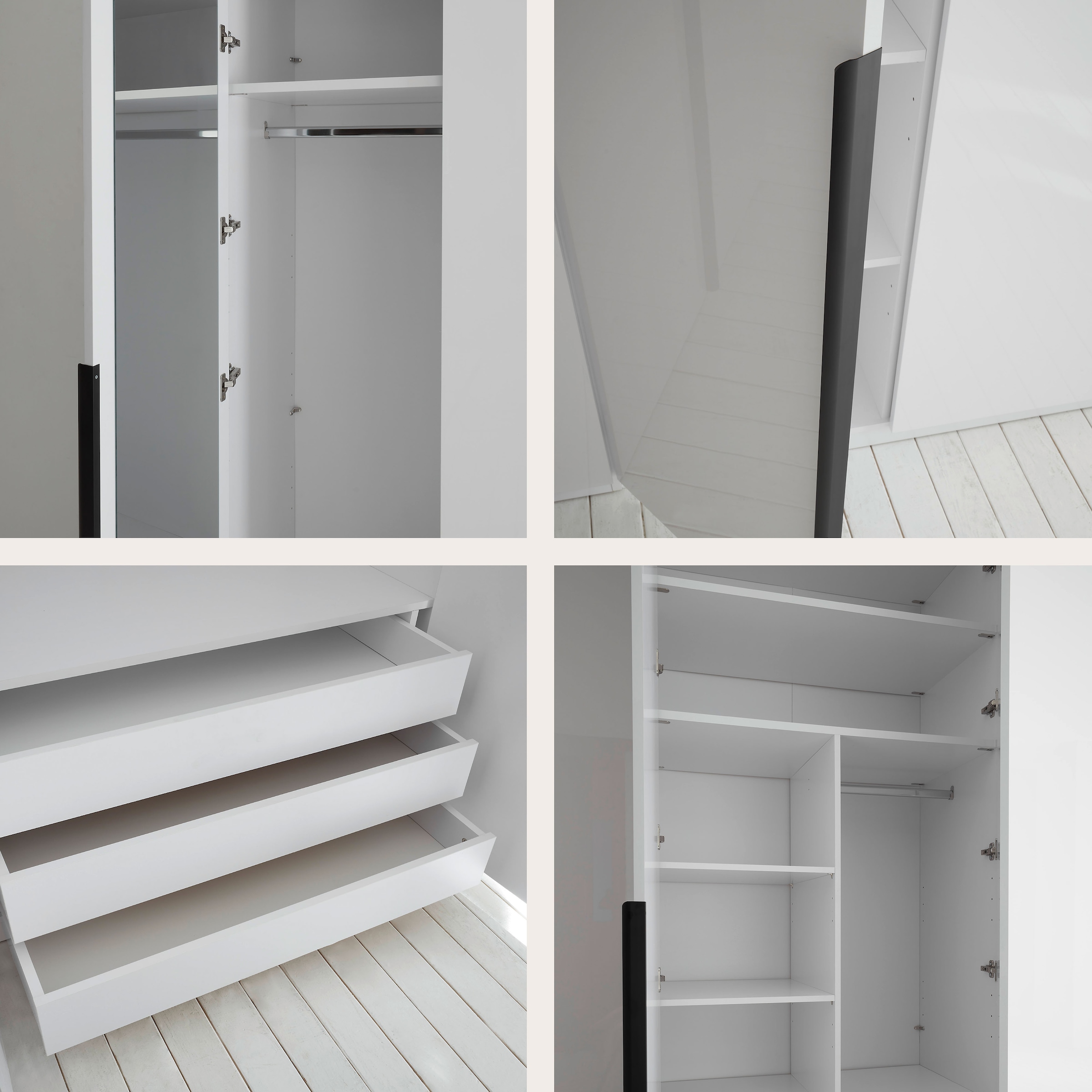 Schlafkontor Drehtürenschrank »Camoleo Kleiderschrank, 300cm Schrank in Hochglanz Soft-Close-Funktion« Spiegel auf der Innenseite der Tür