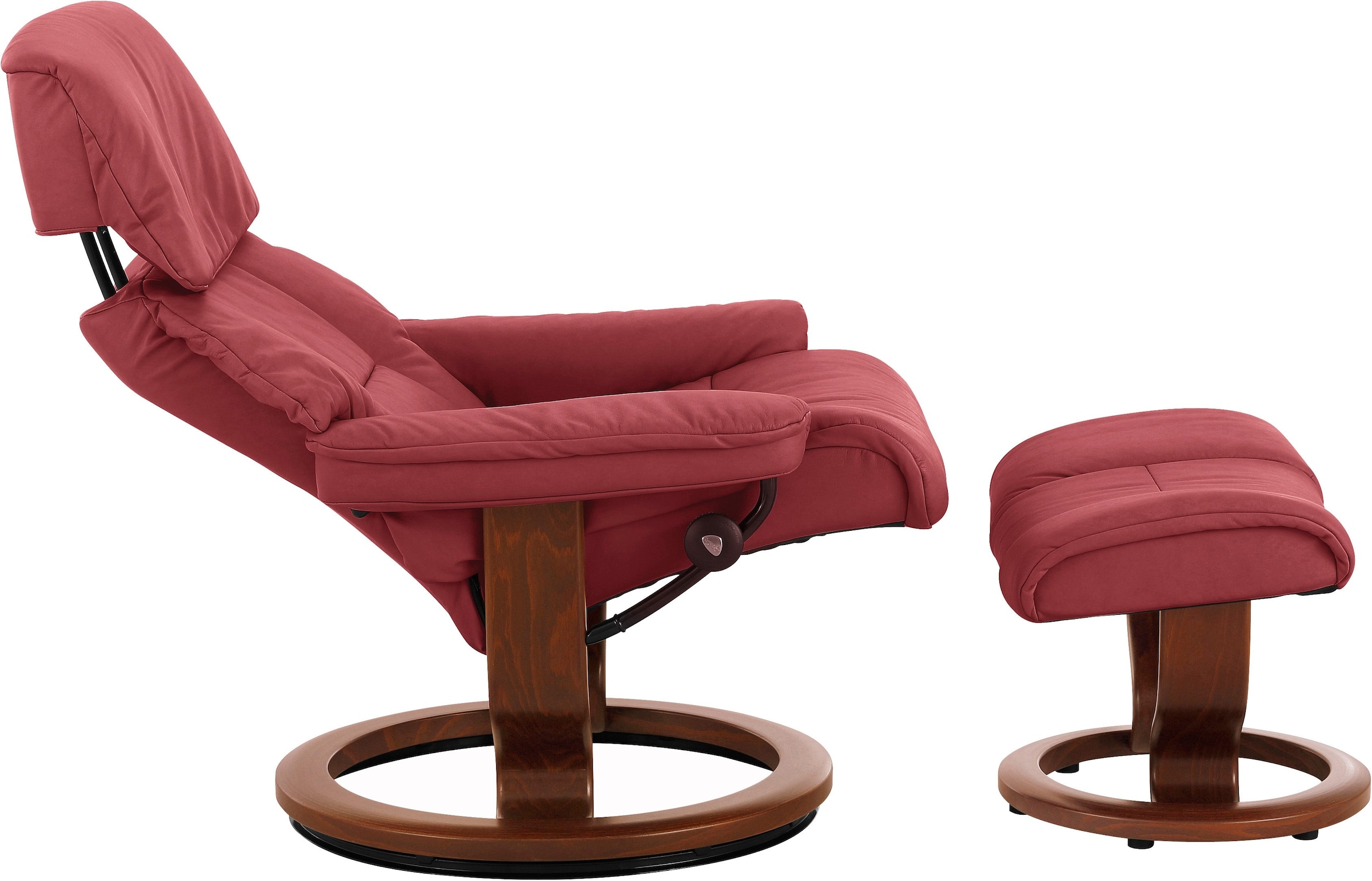 Stressless® Relaxsessel »Ruby«, (Set, Relaxsessel mit Hocker), mit Classic Base, Größe L, Gestell Eiche, Wenge, Braun & Schwarz