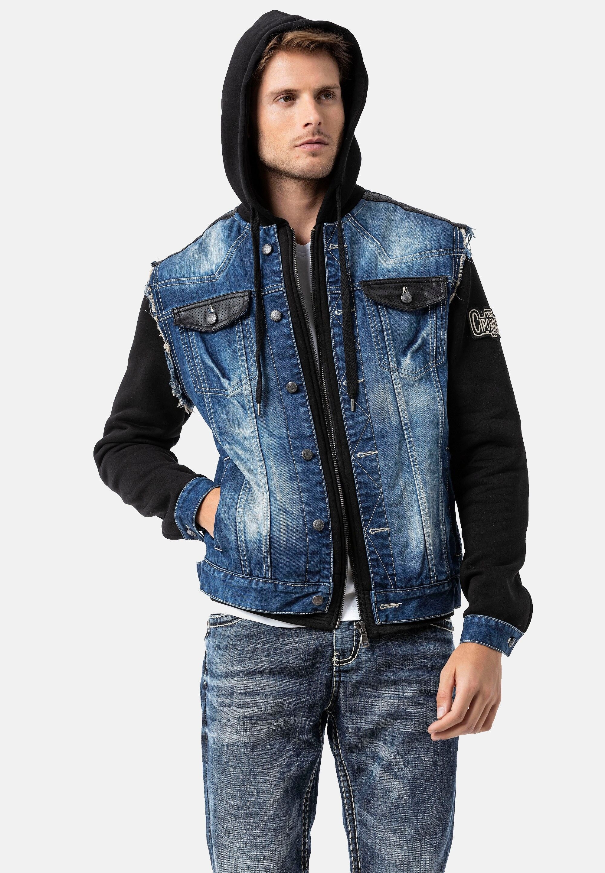 Cipo & Baxx Jeansjacke »Cipo & Baxx Jacke CJ307« mit Kapuze Abgerundet mit metallischen Details