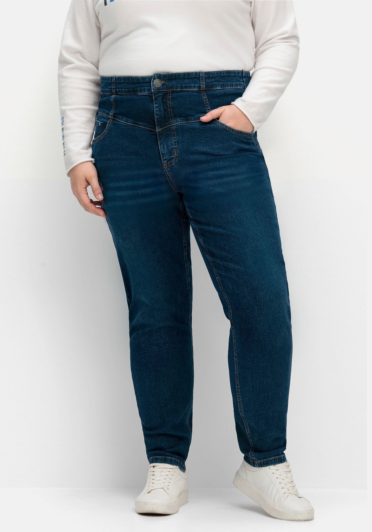 Sheego Stretch-Jeans »Schmale Jeans mit breitem High-Waist-Bund«