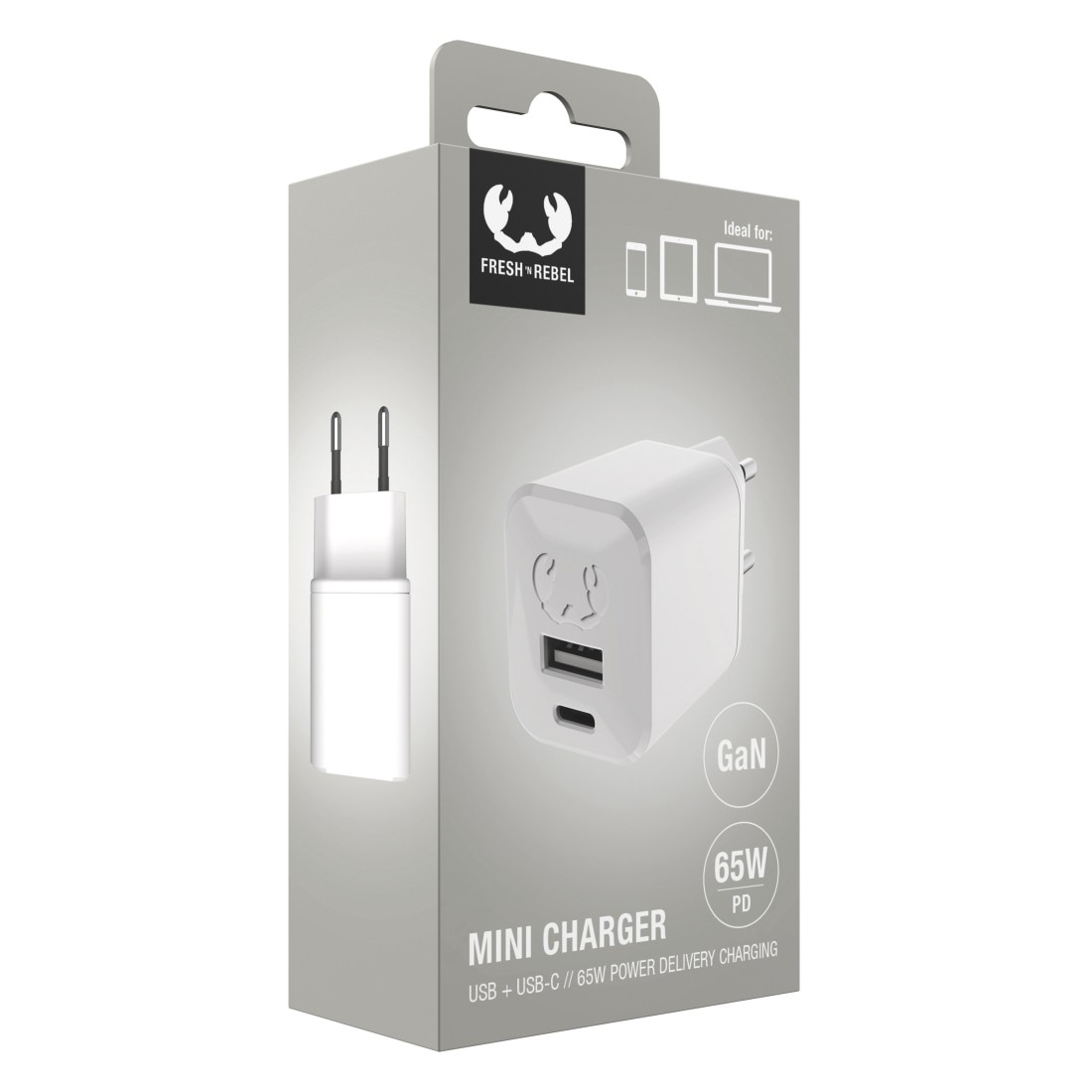 Fresh´n Rebel USB-Ladegerät »Mini-Charger USB-C und USB-A, PD 65W, GAN«, GaN-Technologie (mehr Leistung, kleinere Größe)