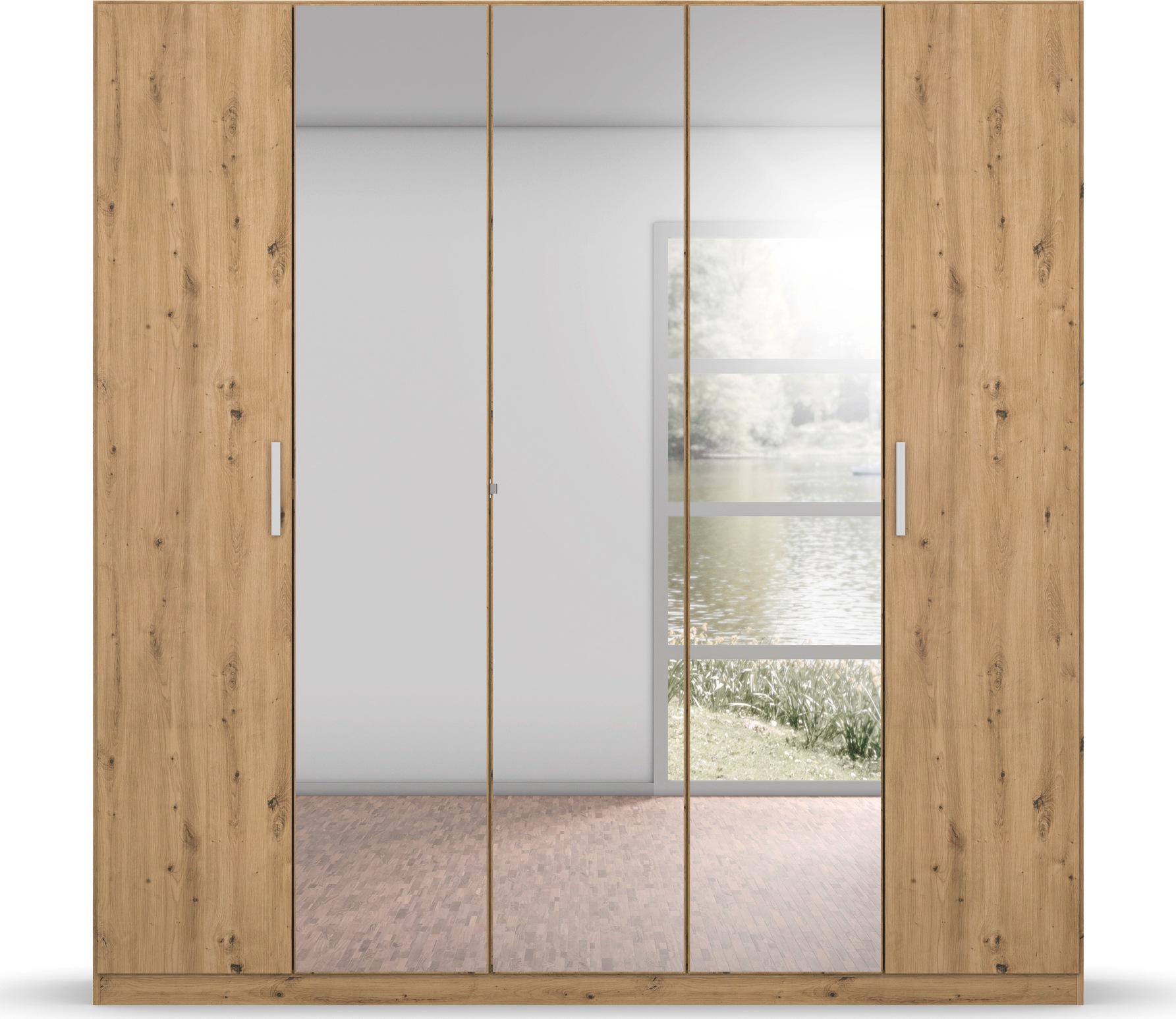 rauch Drehtürenschrank »Kleiderschrank Schrank Garderobe Ankleide KOLUNA mit Dekor-Front«, (Breiten 181/226/271/315 cm Höhen 210/229 cm), mit Spiegel, inkl. 2 Innenschubladen sowie extra Böden