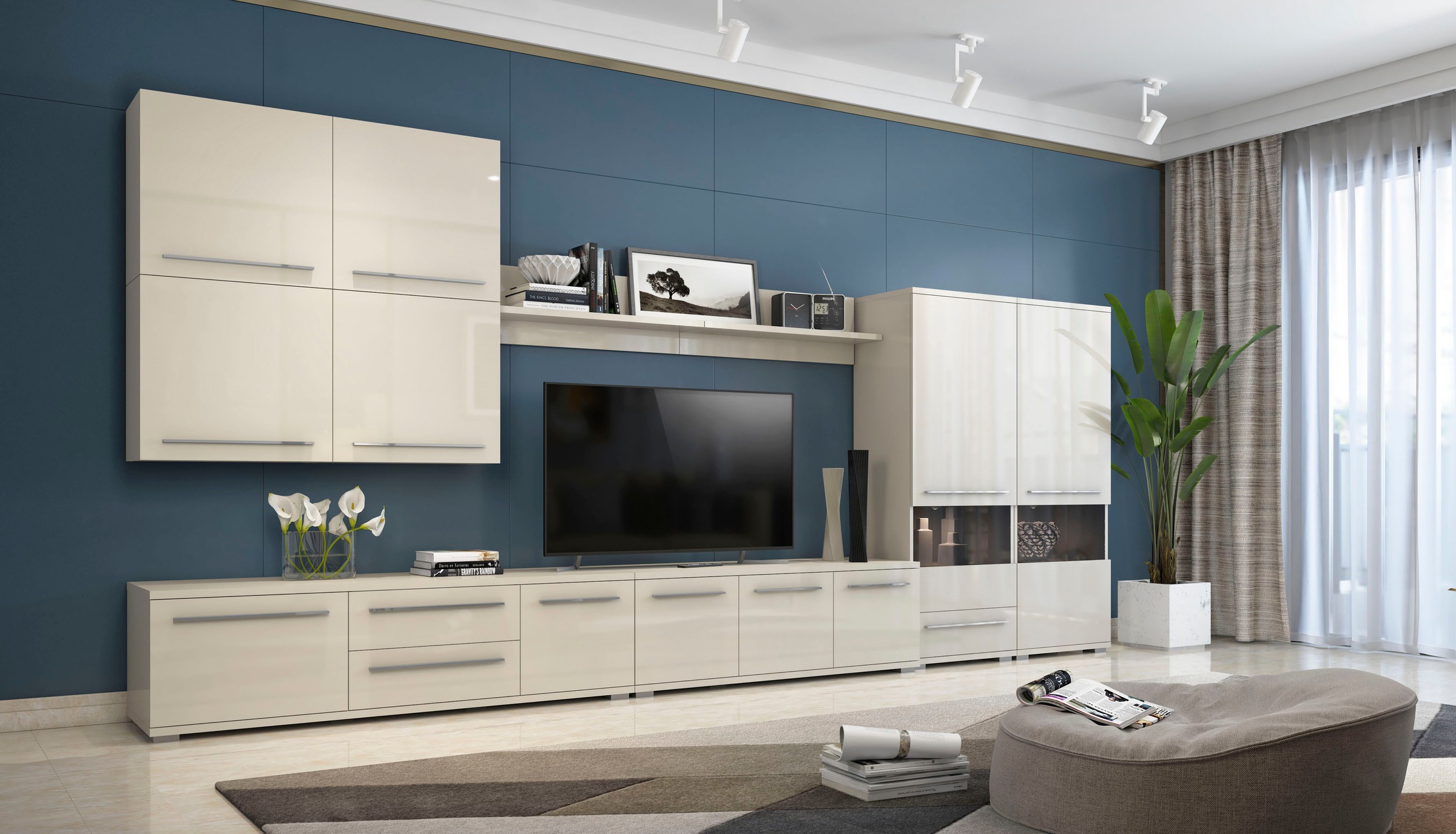 Places of Style Vitrine »Piano«, UV lackiert, Soft-Close Funktion