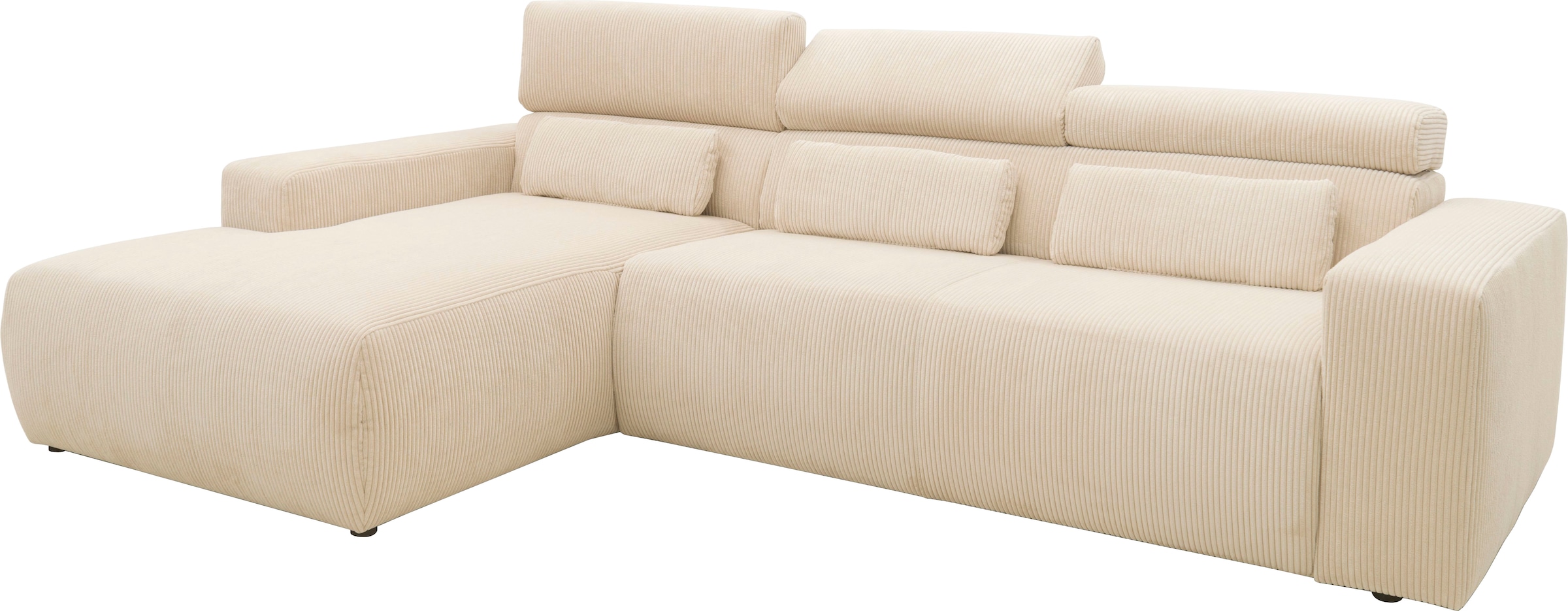 DOMO collection Ecksofa »Brandon B/T/H: 289/177/80 cm, belastbar bis 140kg/ Sitz, auch in Cord«, mit Kopfteilverstellung, wahlweise Sitztiefenverstellung, L-Form