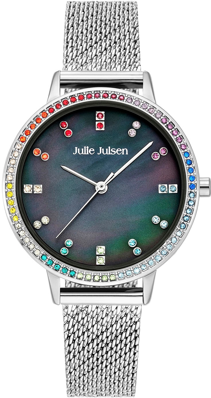 Julie Julsen Quarzuhr »Julie Julsen Rainbow Silver Black, JJW2100SME«,  bunte Zirkonia, Regenbogen online bei UNIVERSAL