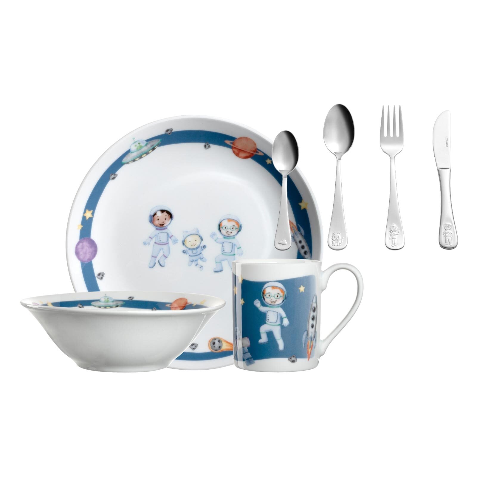 LEONARDO Kindergeschirr-Set »Kindergeschirr Set mit Besteck BAMBINI AVVENTURA« Spülmaschinengeeignet