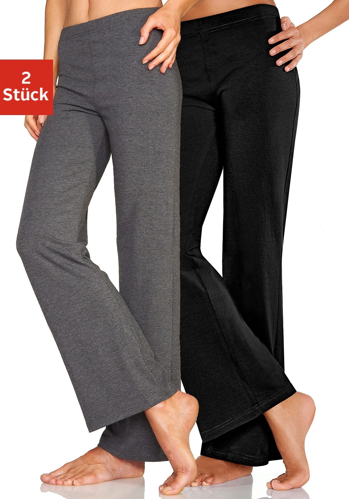 Vivance active Jazzpants, (2er-Pack), mit Bein, Loungewear ausgestelltem leicht ♕ bei