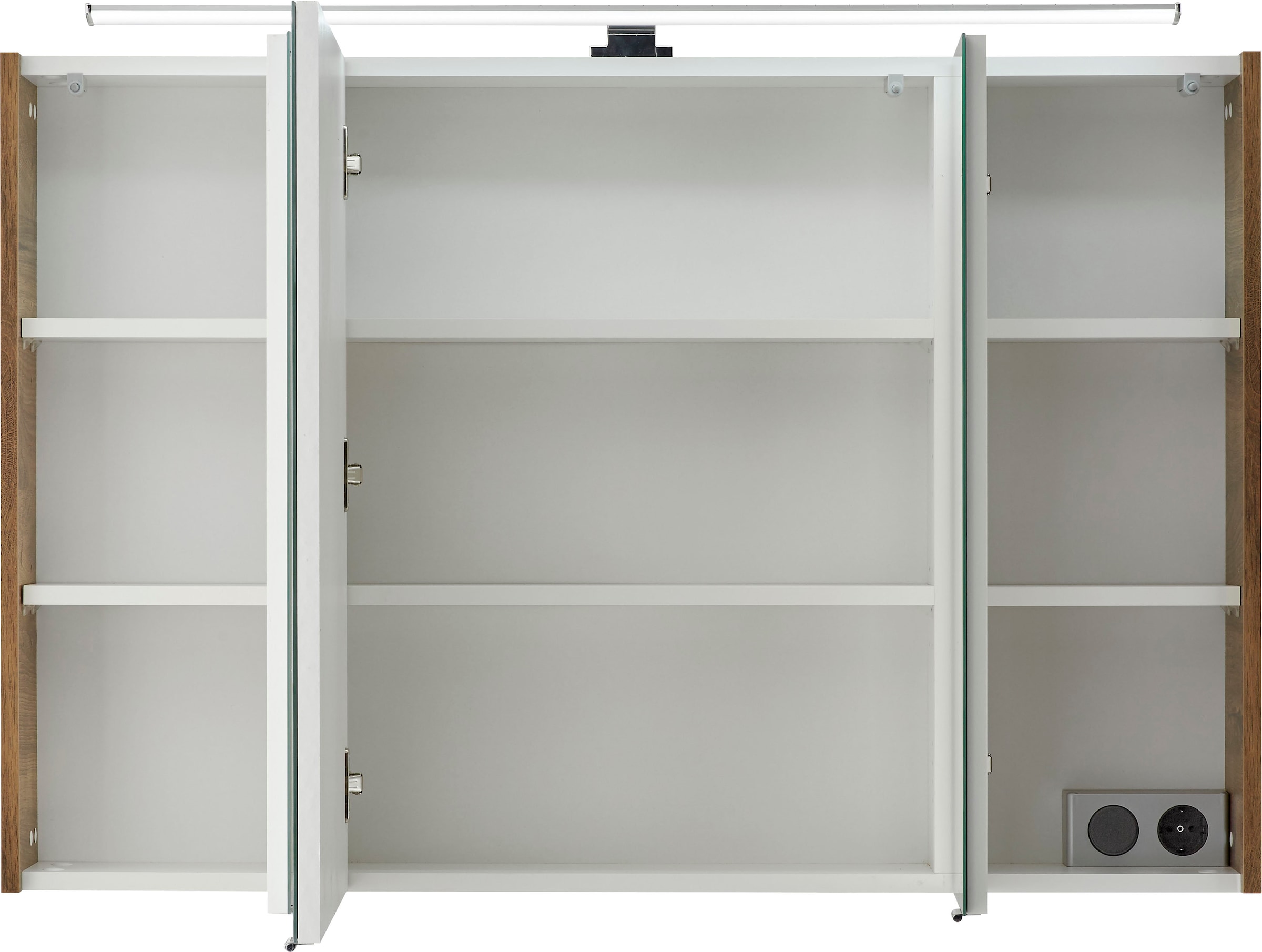 PELIPAL Spiegelschrank »Quickset«, Breite 105 cm, 3-türig, LED-Beleuchtung,  Schalter-/Steckdosenbox online kaufen | mit 3 Jahren XXL Garantie | Spiegelschränke