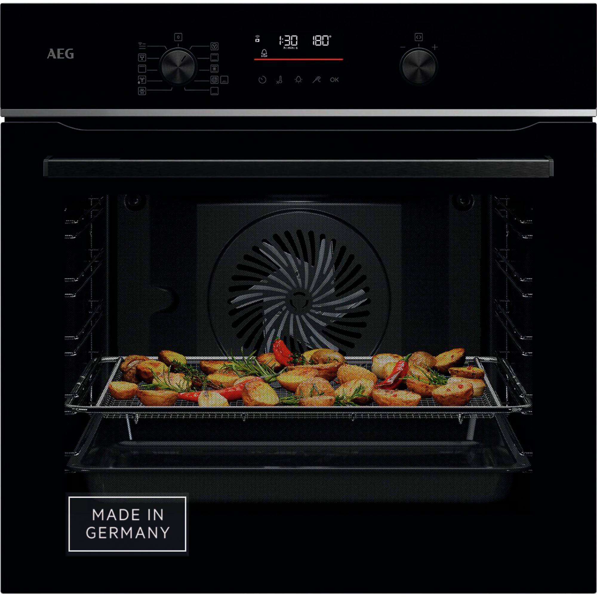 AEG 6000 SenseCook® / Einbaubackofen / WLAN-fähig / Pyrolytische Selbstreinigung / Schwarz TS6PB50WAB