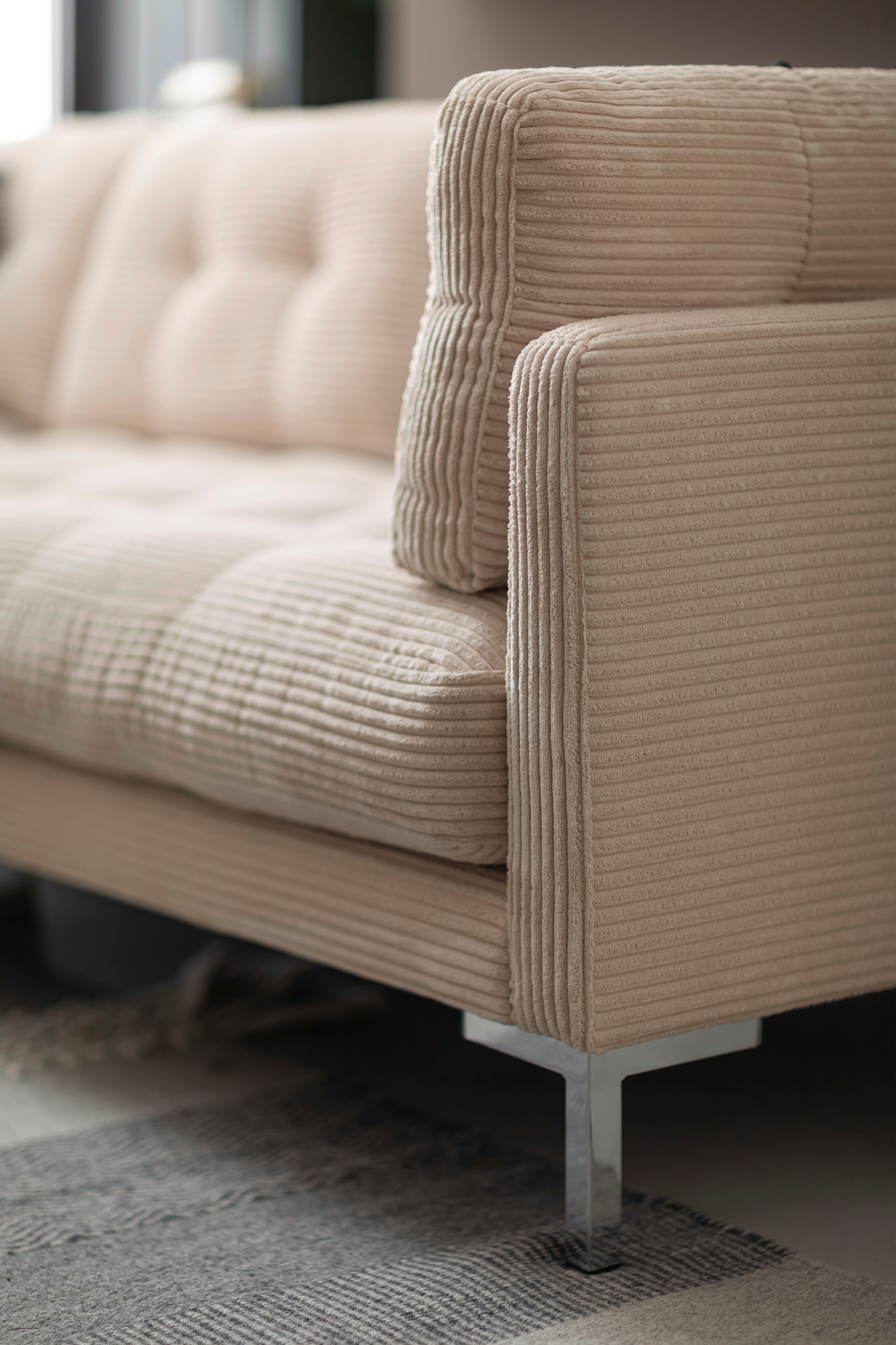Trends by HG Wohnlandschaft »Landau U-Form«, in Cord-Stoff mit Metallfuß